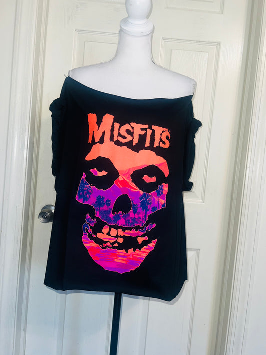 Misfits Oversized Off The Shoulder Distressed Tee