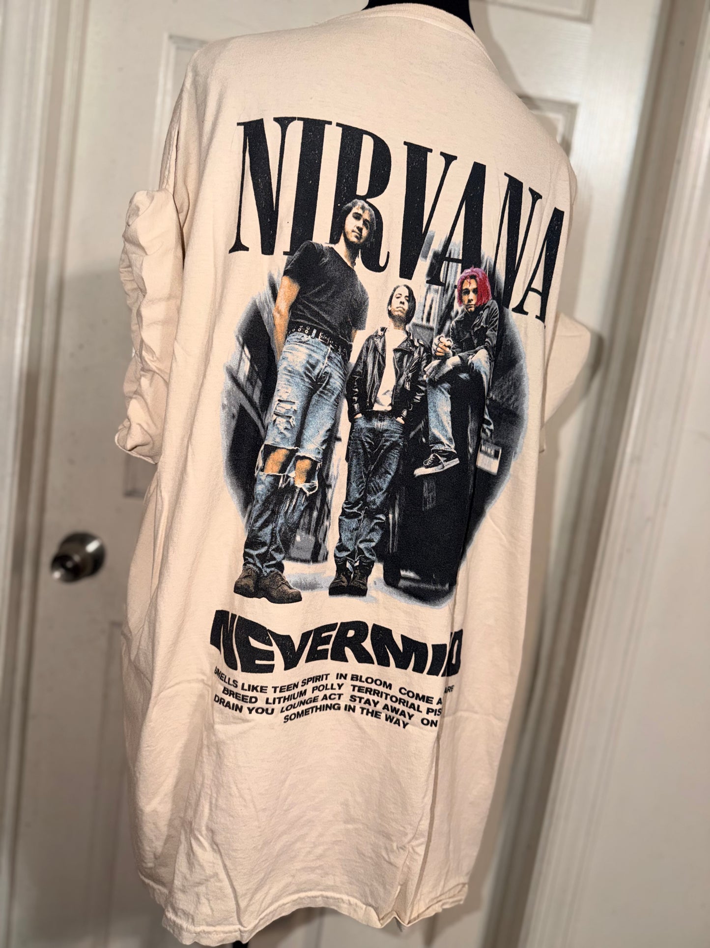 Nirvana Double Sided Oversized Distressed Tee