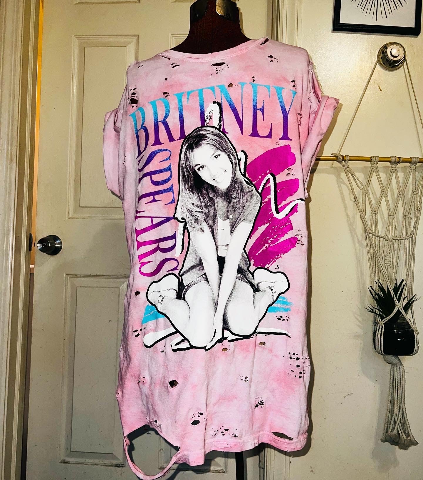 Britney Spears Tie Dye Oversized Distressed Tee