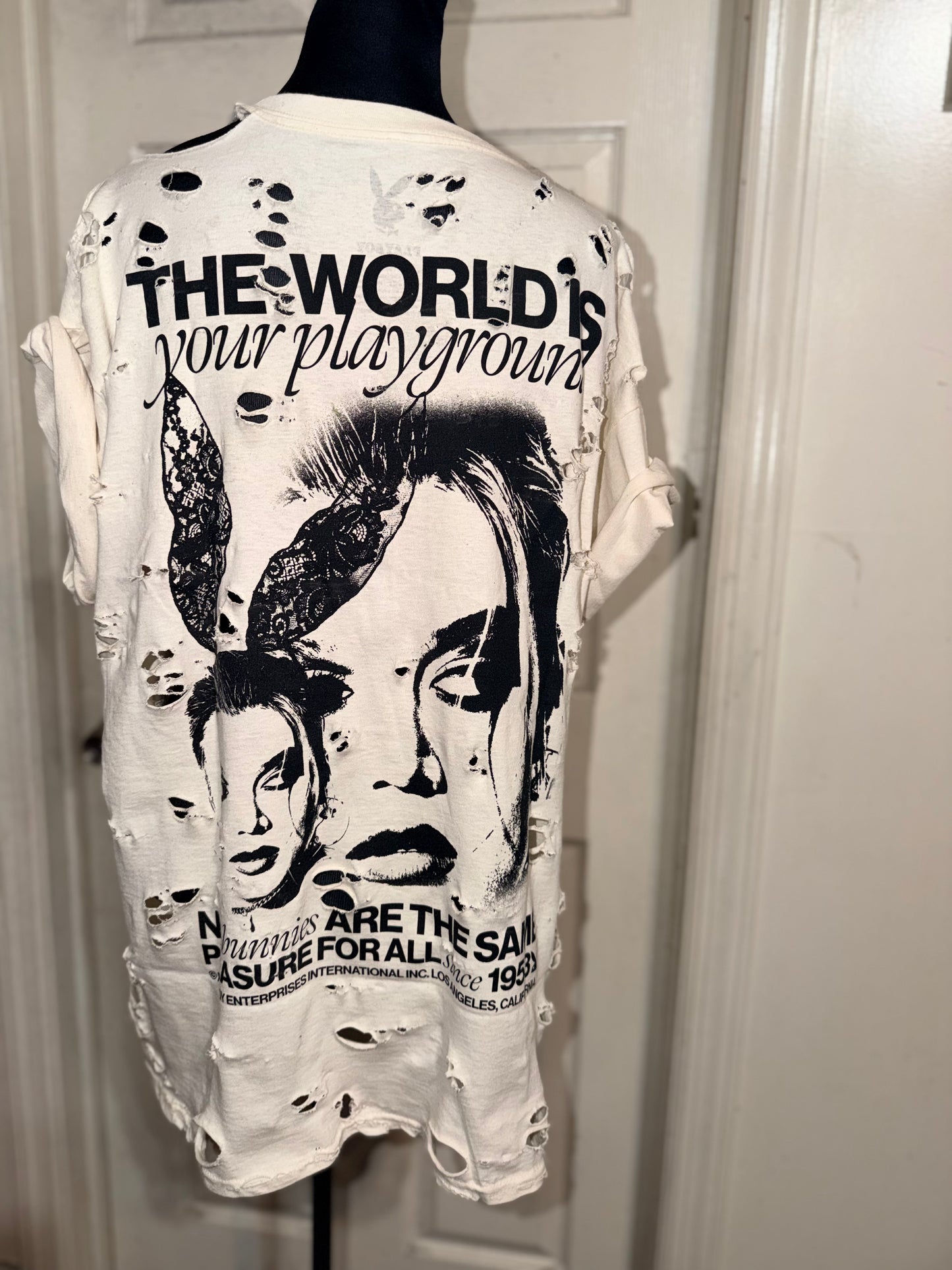 Playboy Double Sided Oversized Distressed Tee