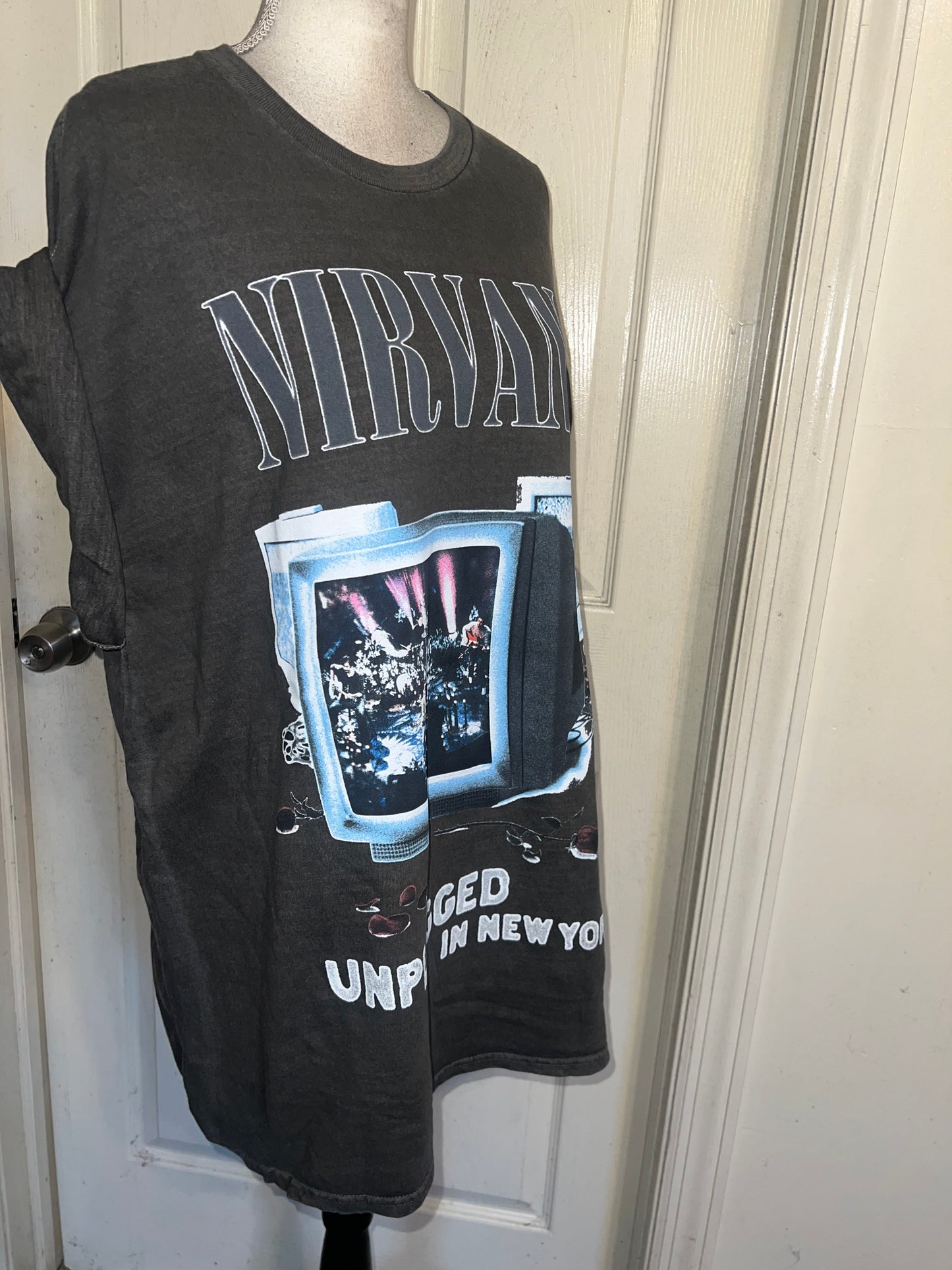 Nirvana Double Sided Oversized Distressed Tee