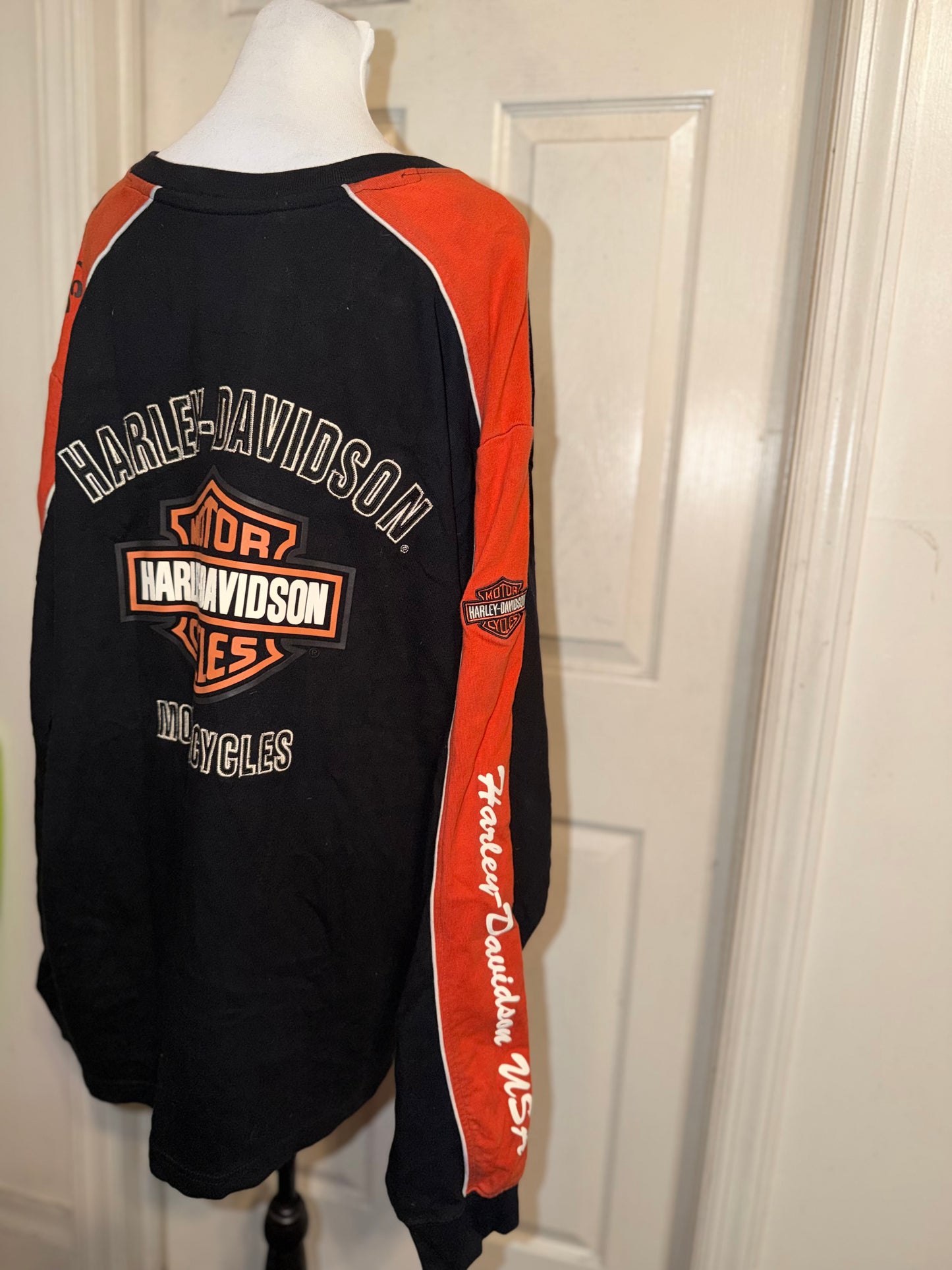 Harley Davidson Double Sided Oversized Distressed Vintage Jersey Sweatshirt