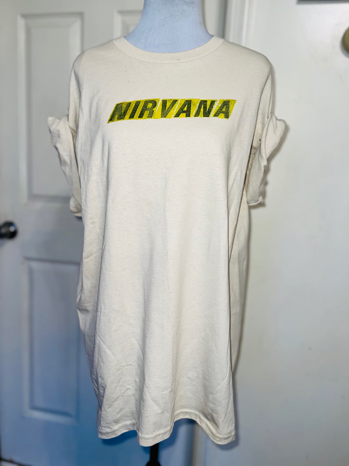 Nirvana Double Sided Oversized Distressed Tee