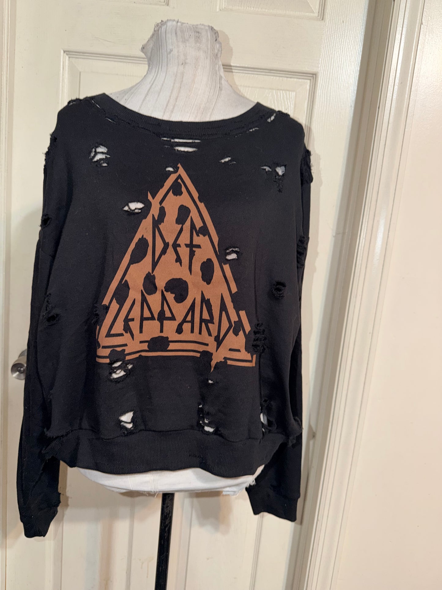 Def Leppard Oversized Distressed Sweatshirt