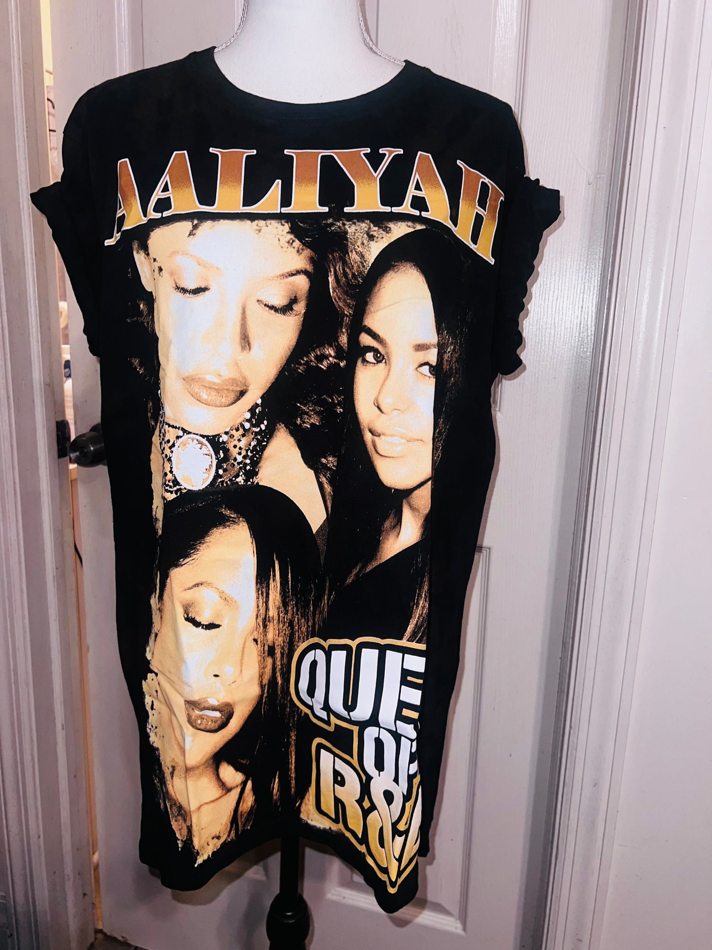 Aaliyah Double Sided Oversized Distressed Tee