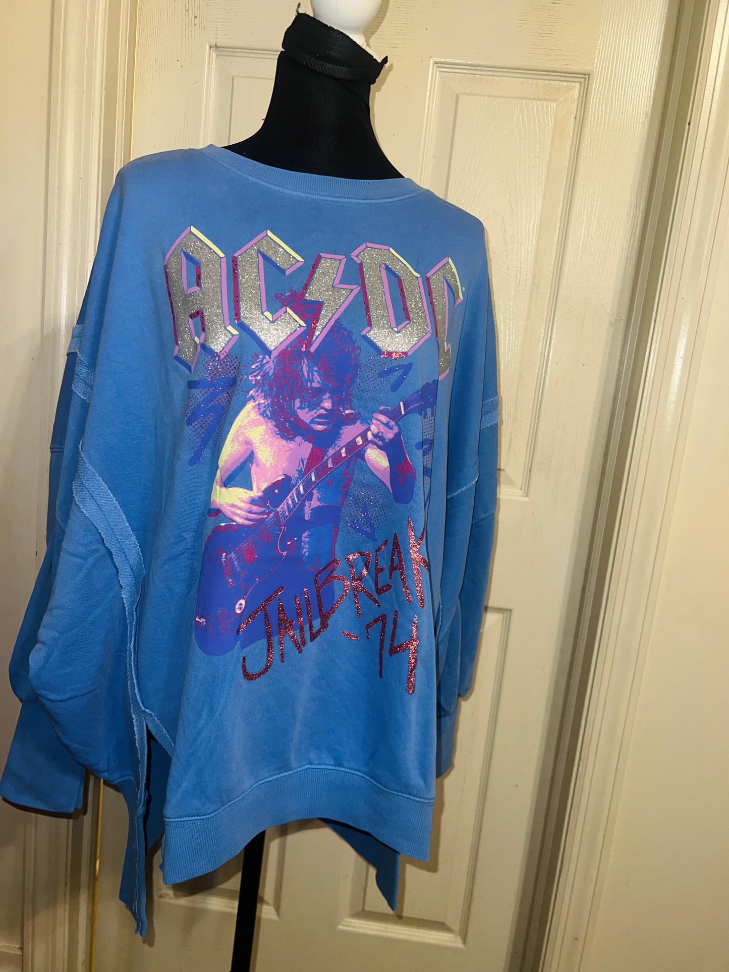 AC/DC Oversized Distressed Sweatshirt