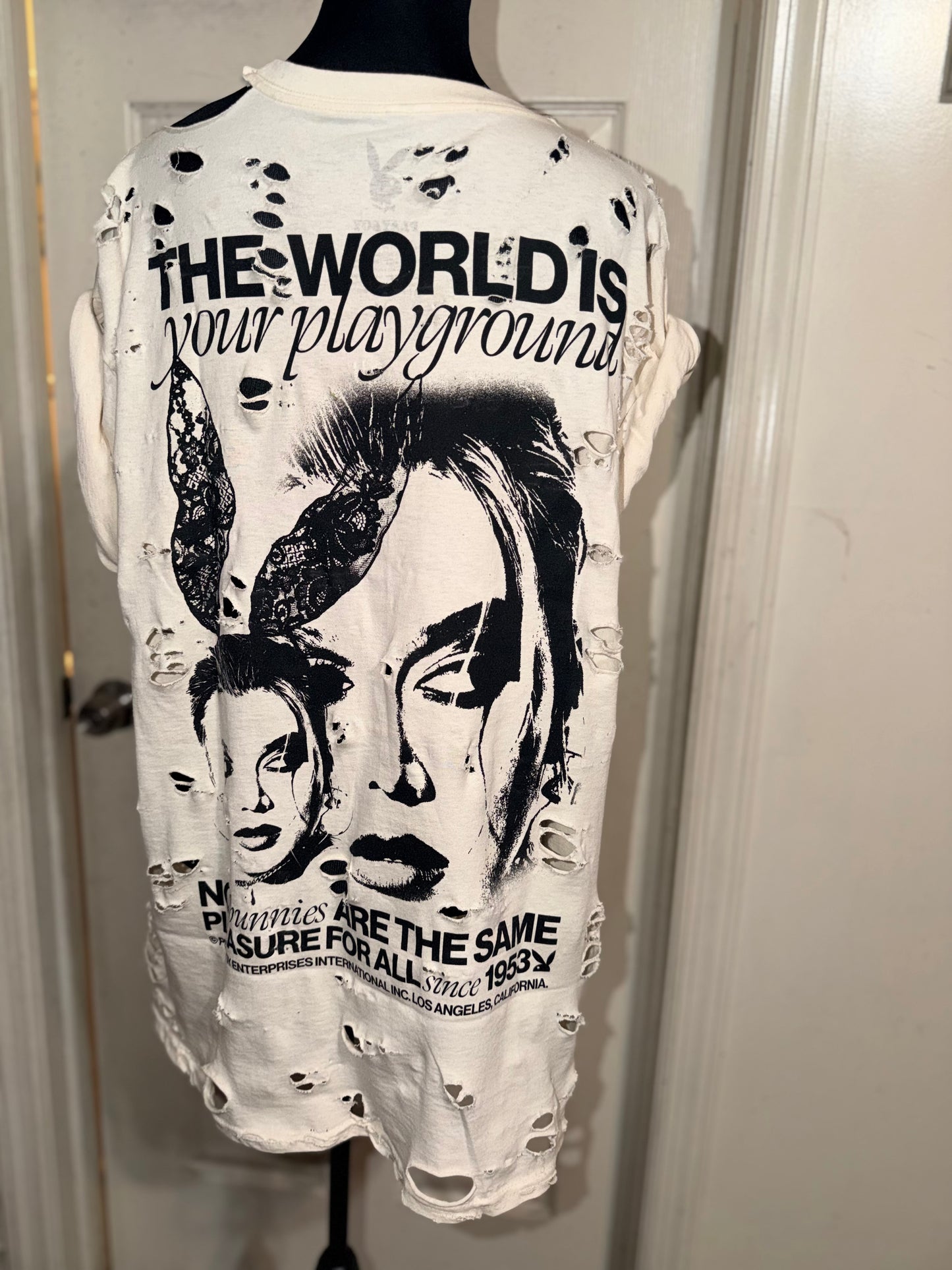 Playboy Double Sided Oversized Distressed Tee
