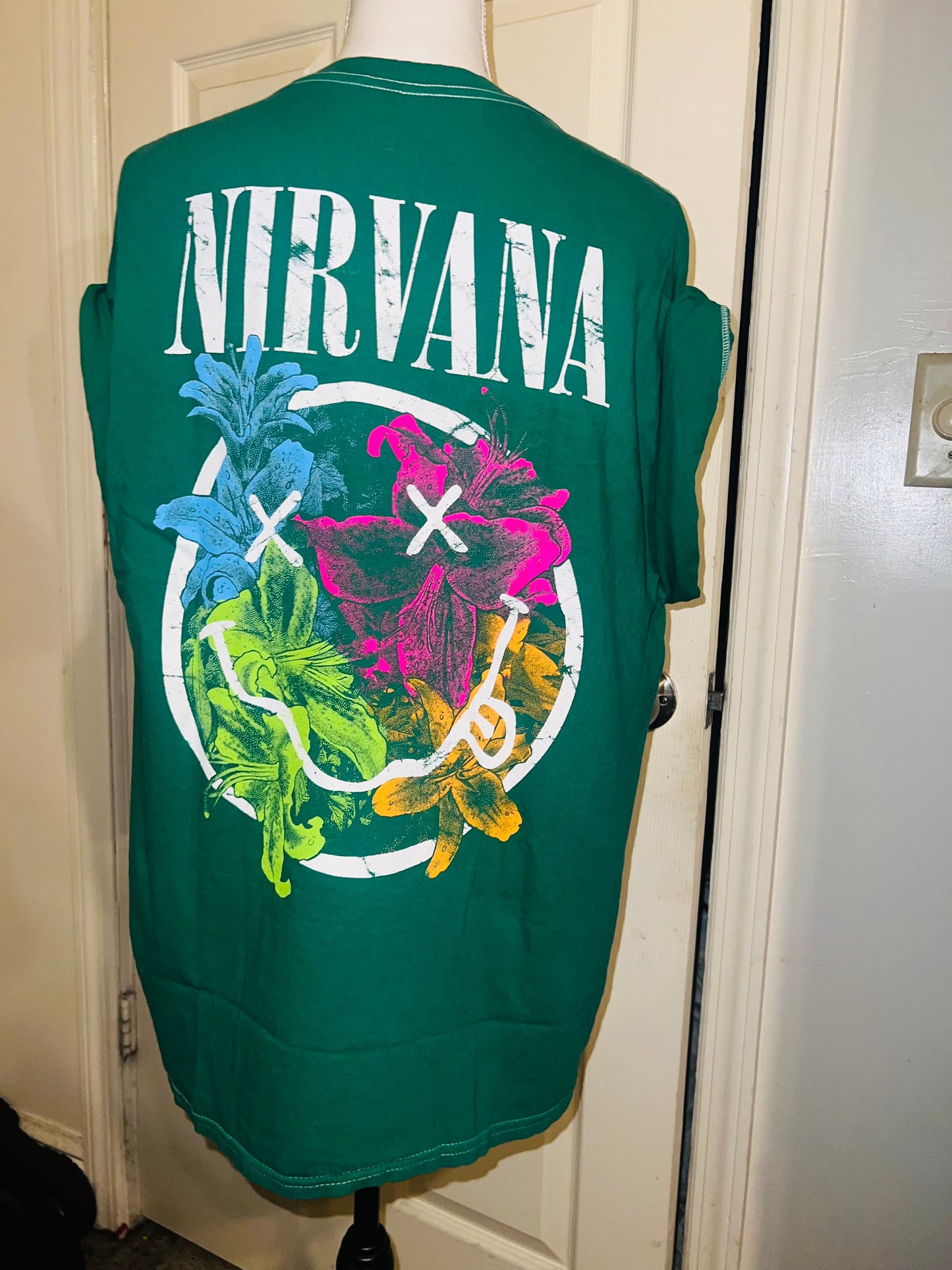 Nirvana Double Sided Oversized Distressed Tee