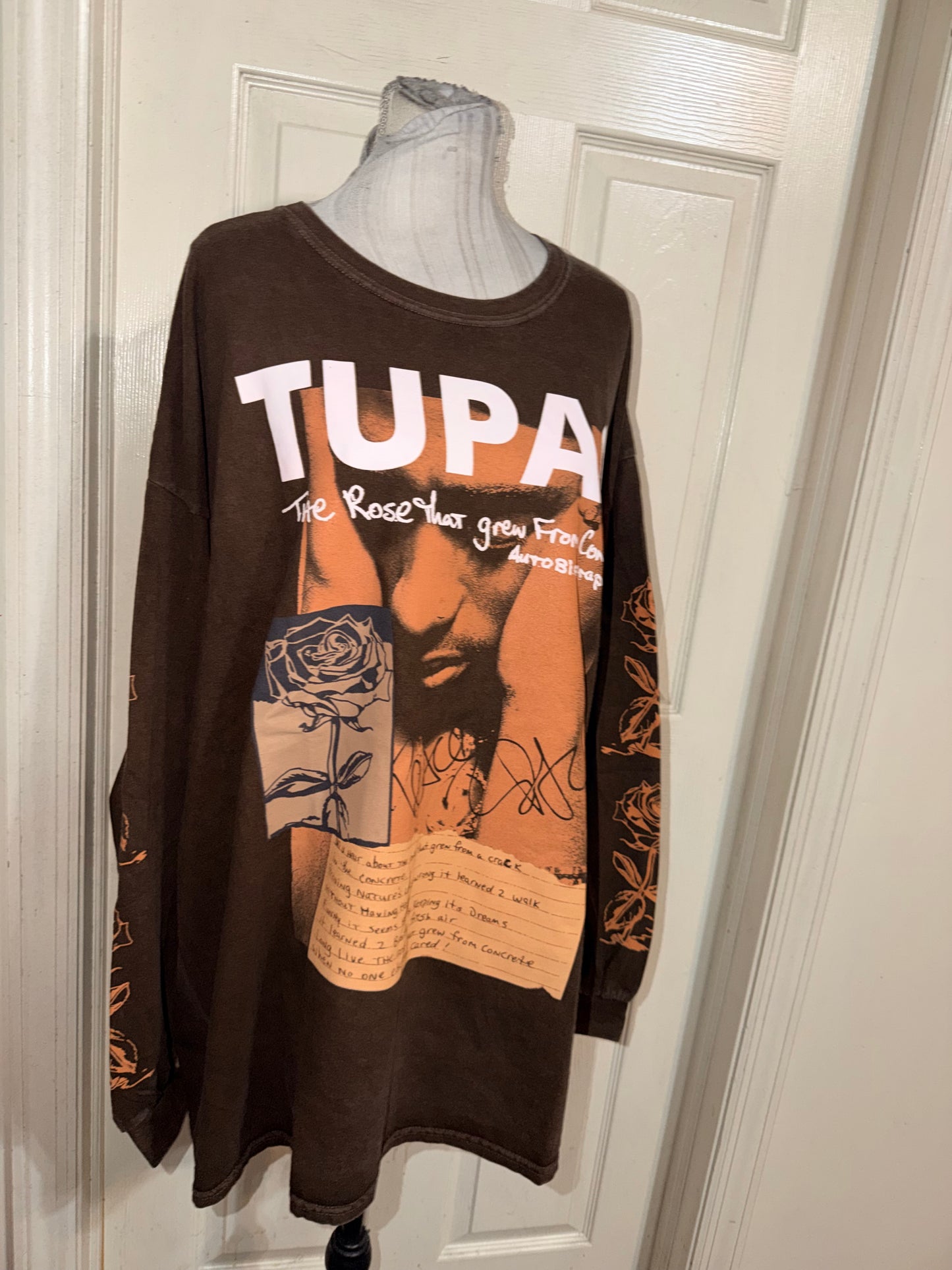 Tupac Oversized Distressed Long Sleeve Tee