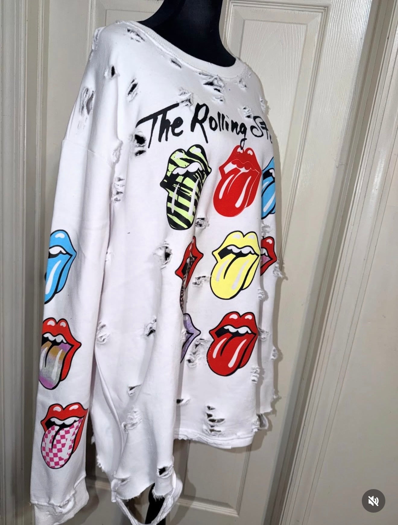 The Rolling Stones Oversized Distressed Sweatshirt