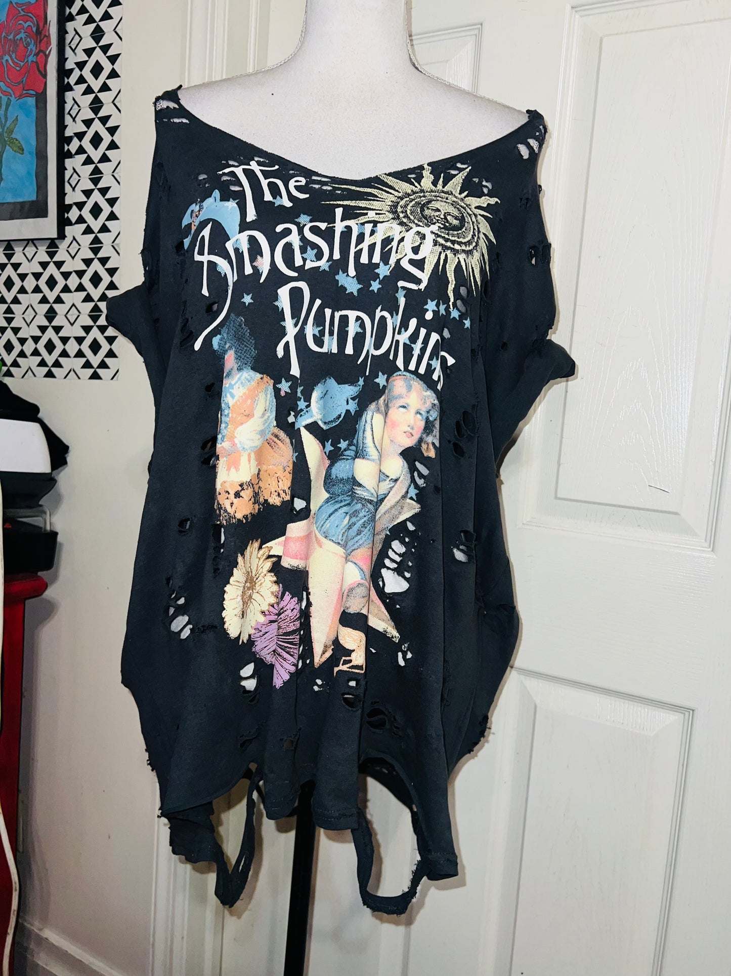 Smashing Pumpkins Double Sided Oversized Distressed Tee