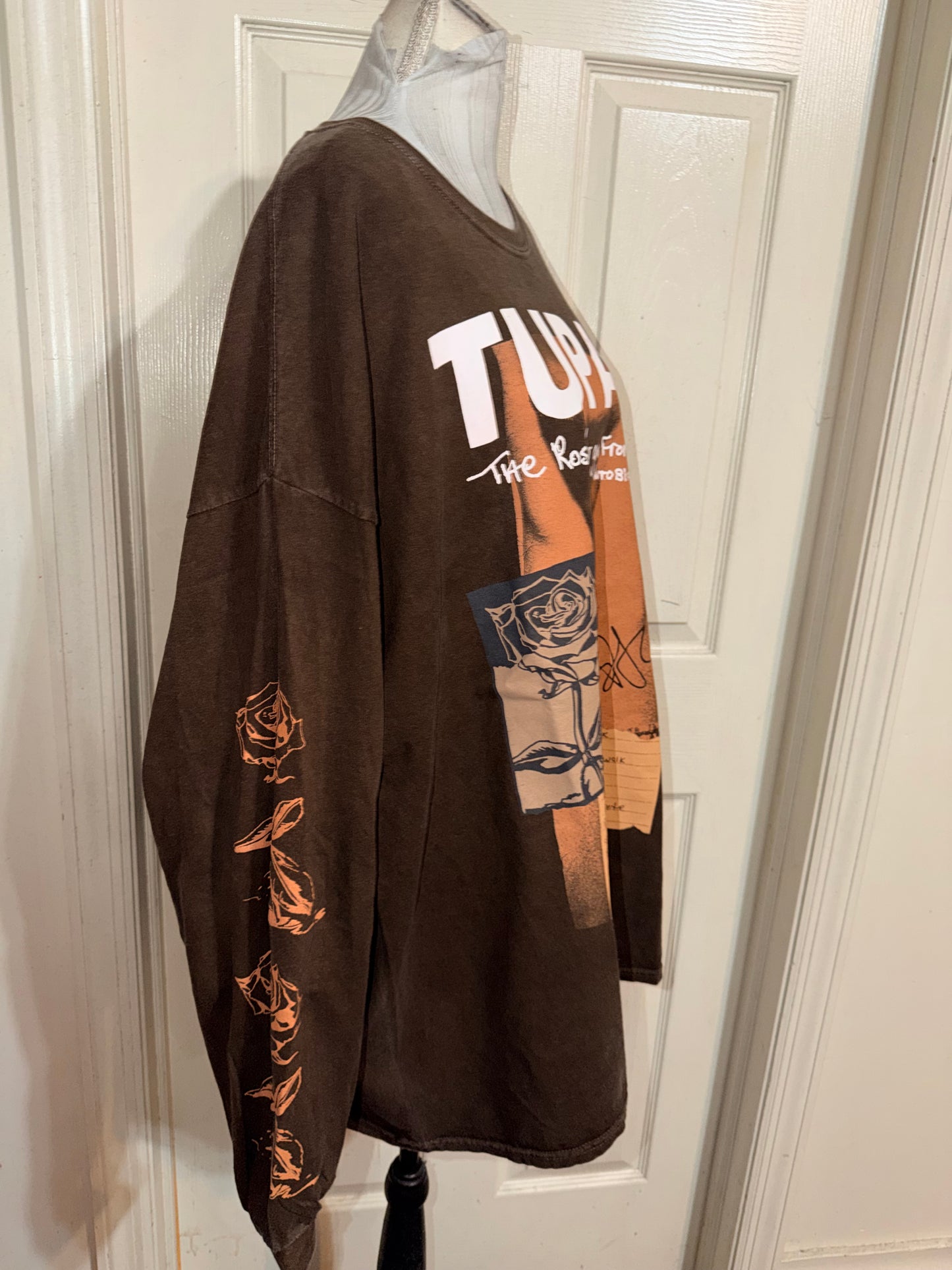 Tupac Oversized Distressed Long Sleeve Tee