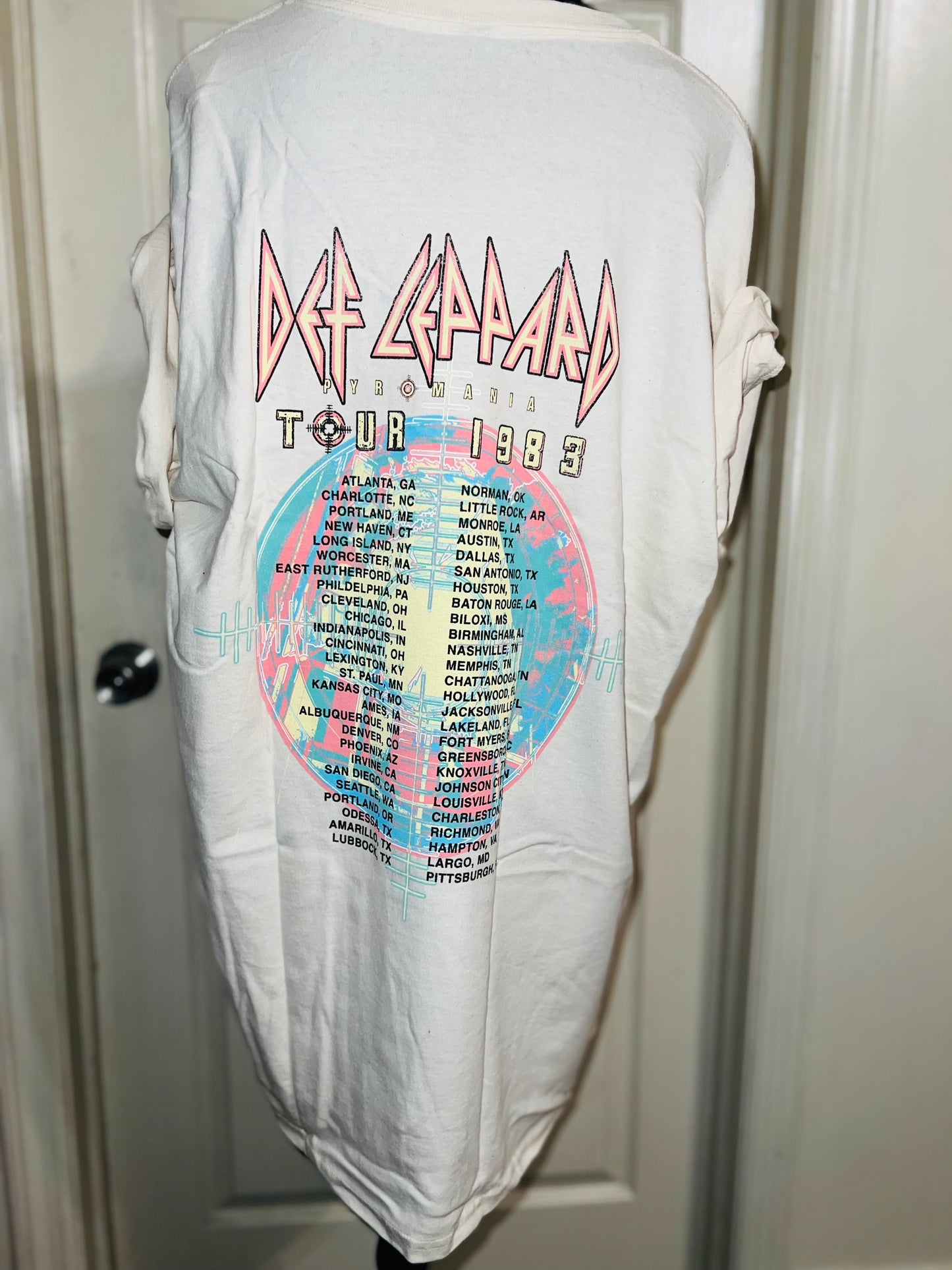 Def Leppard Double Sided Oversized Distressed Tee