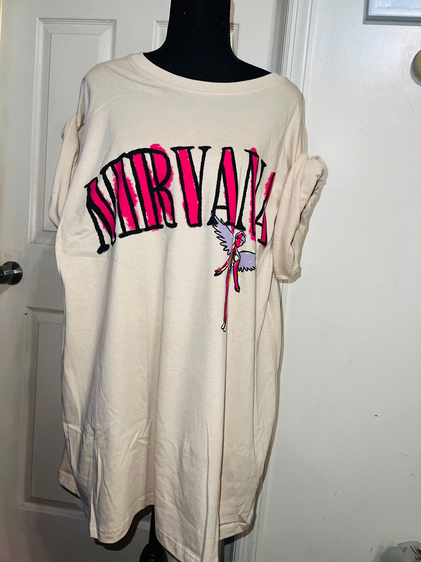 Nirvana Double Sided Oversized Distressed Tee