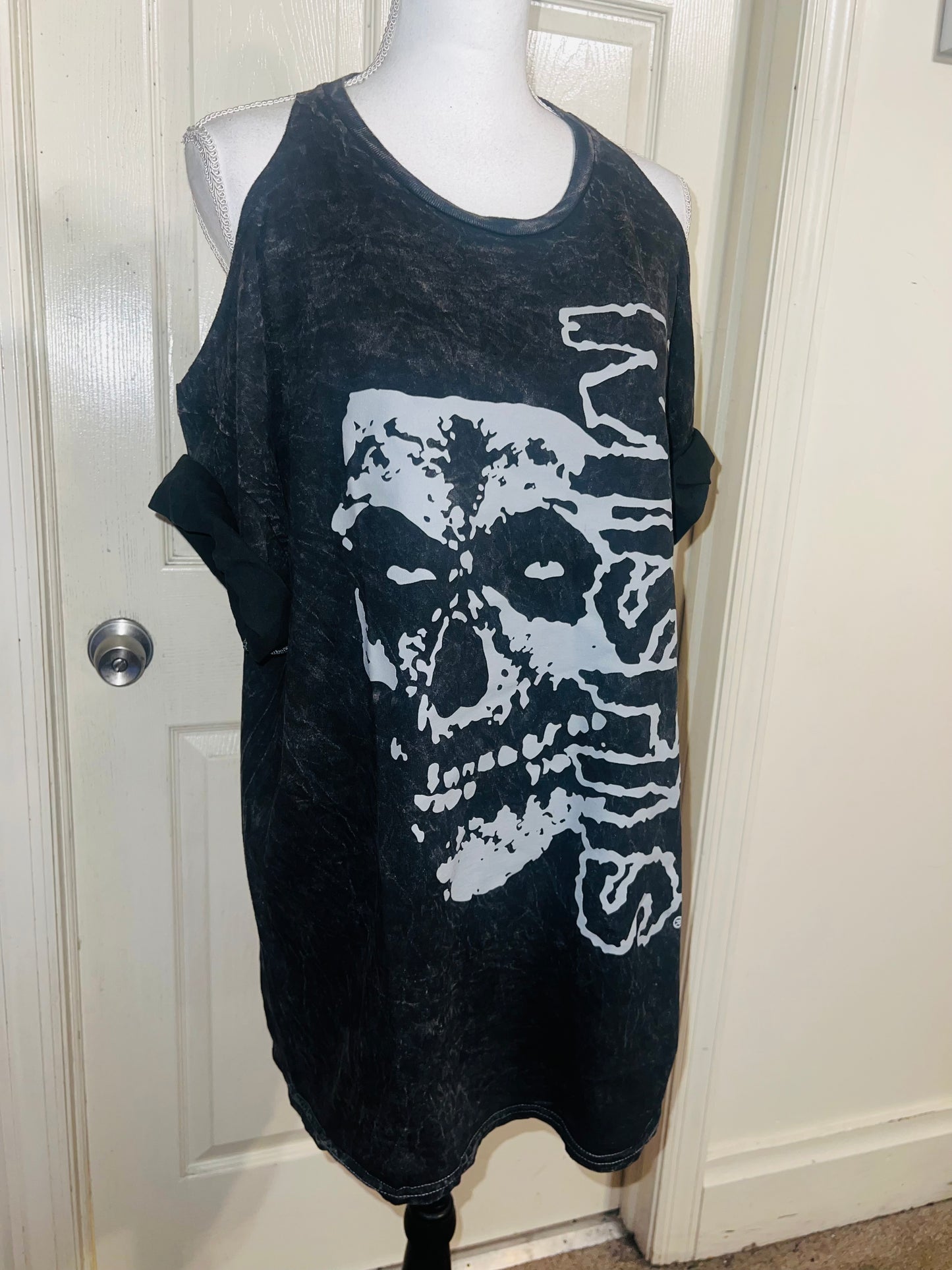 Misfits Shoulder Cut Out Oversized Distressed Tee