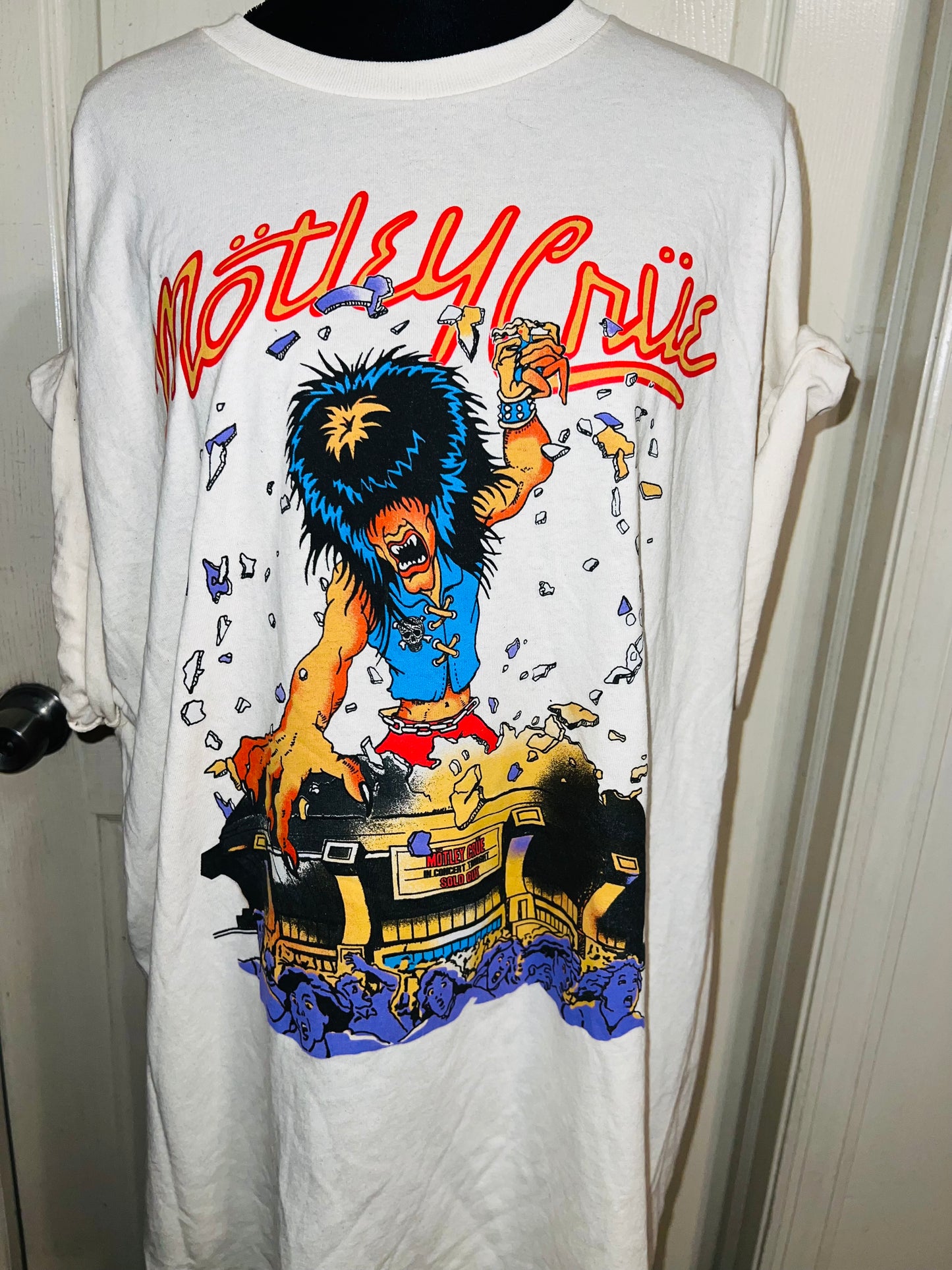 Motley Crue Tour Double Sided  Oversized Distressed Tee