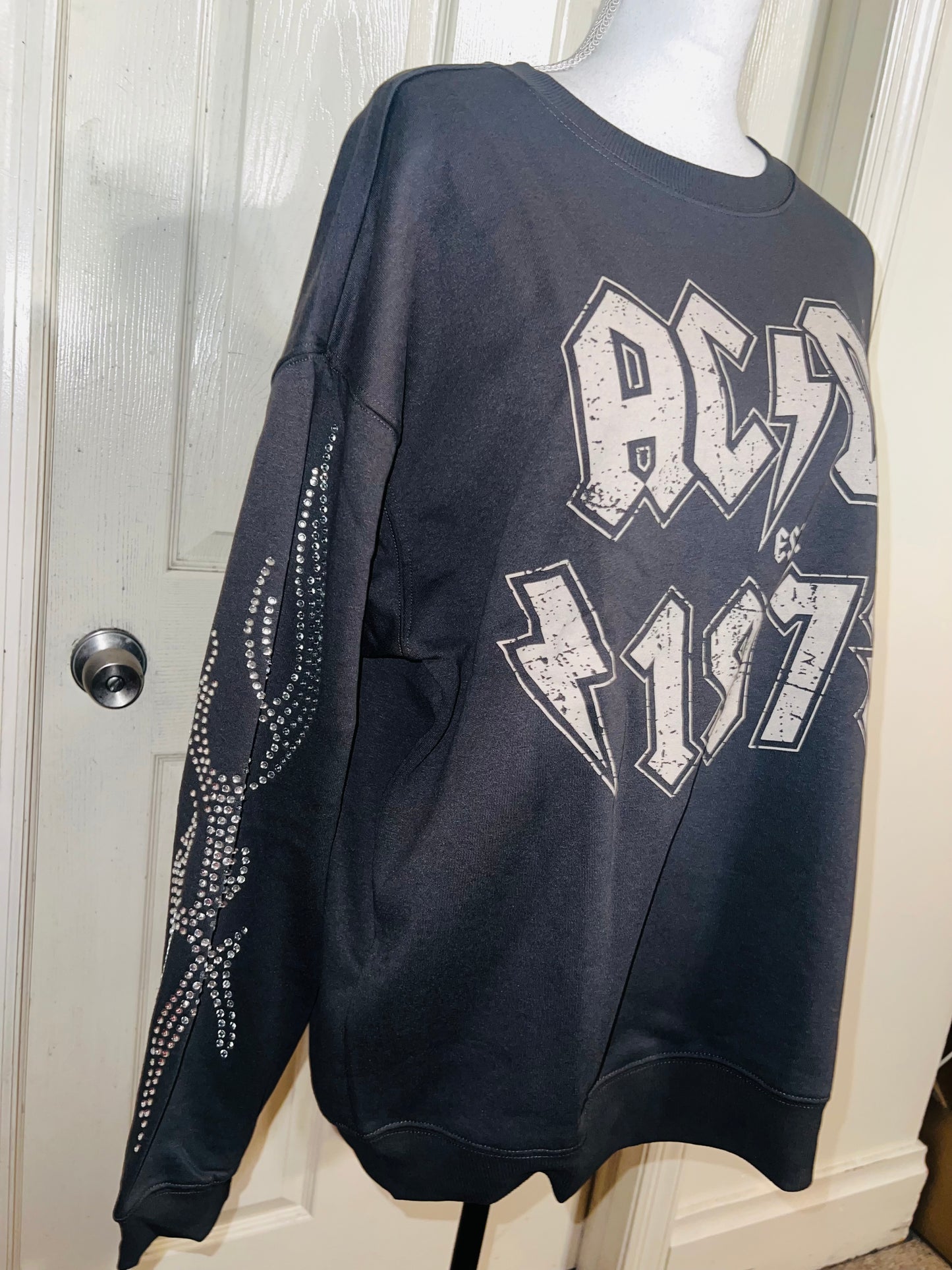 AC/DC Oversized Distressed Sweatshirt