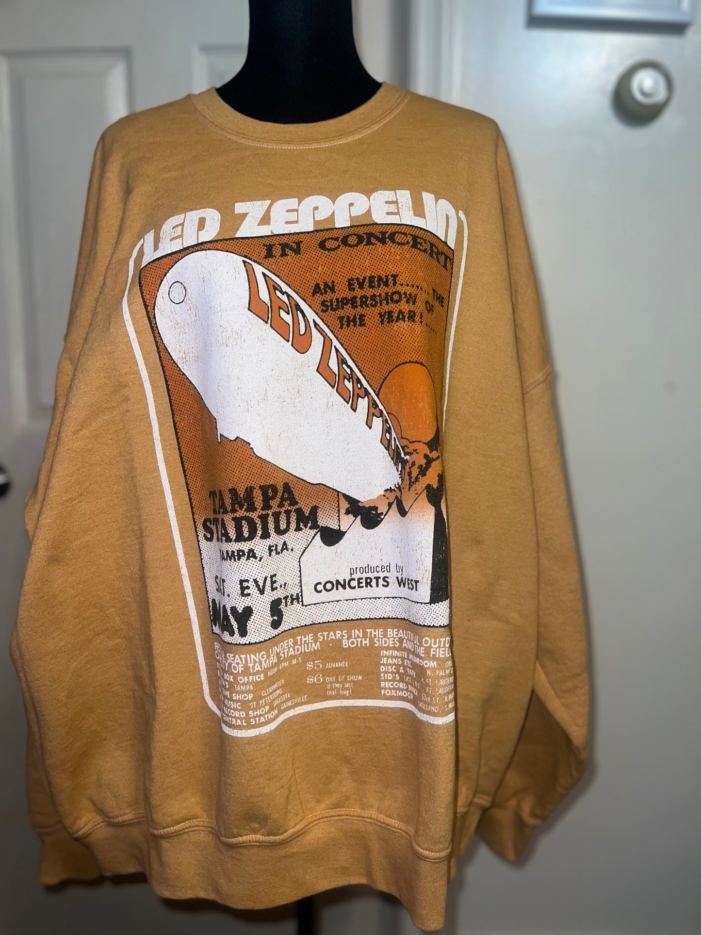 Led Zeppelin Oversized Distressed Sweatshirt