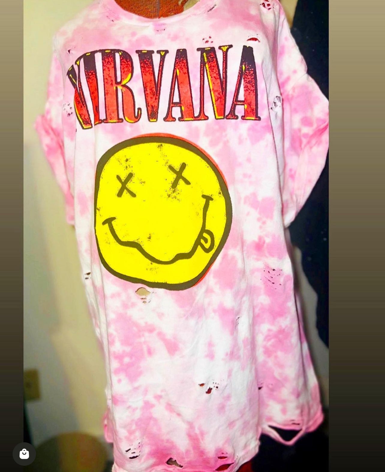 Nirvana Tie Dye Oversized Distressed Tee