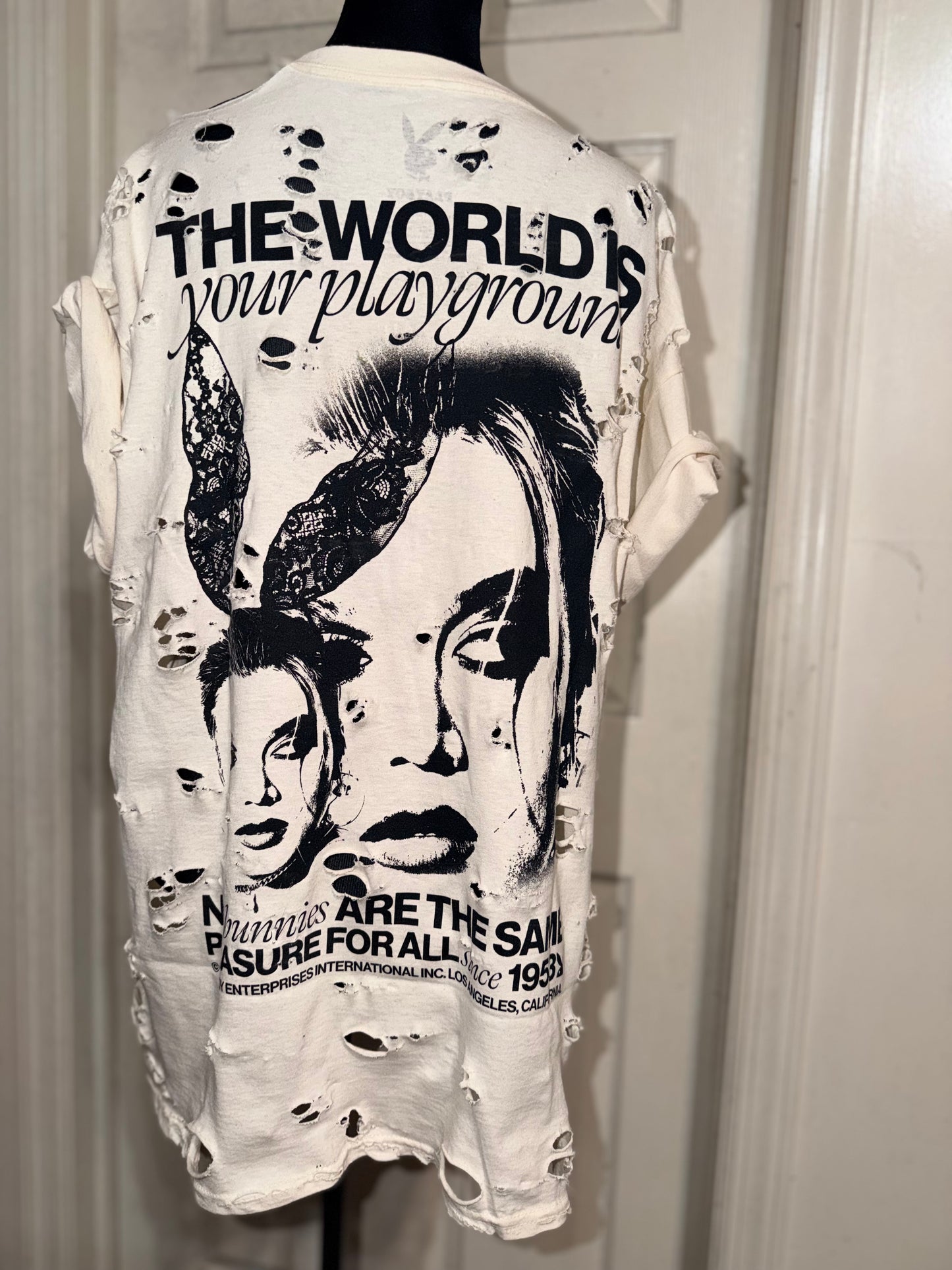 Playboy Double Sided Oversized Distressed Tee