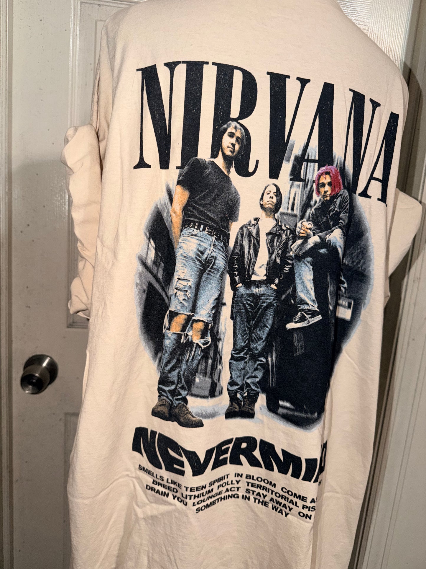 Nirvana Double Sided Oversized Distressed Tee