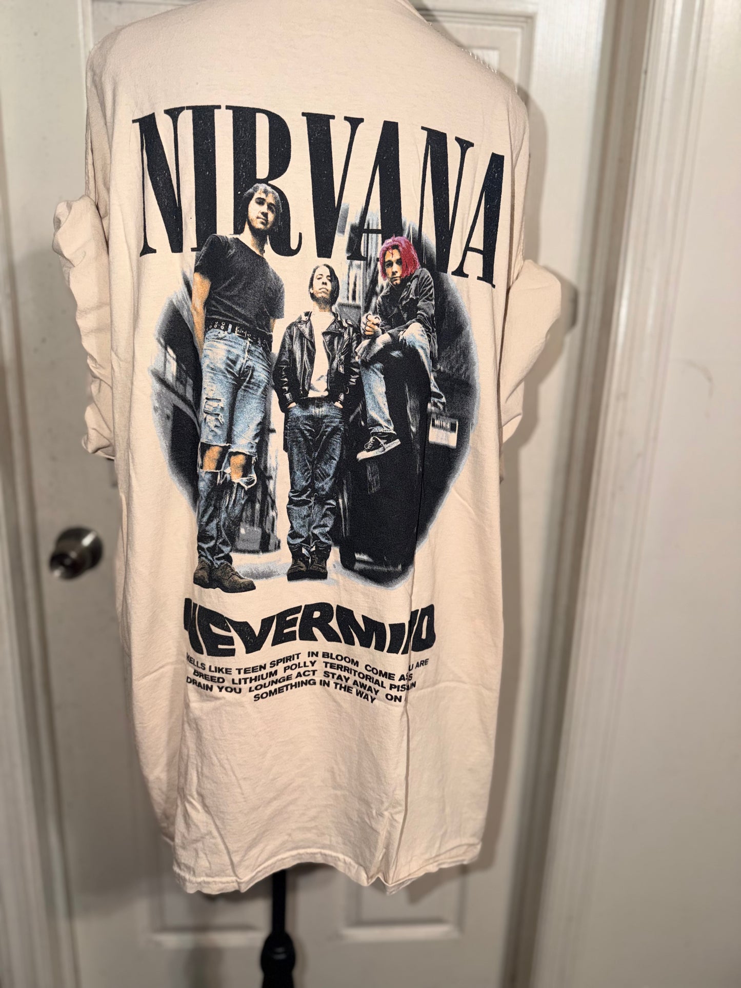 Nirvana Double Sided Oversized Distressed Tee