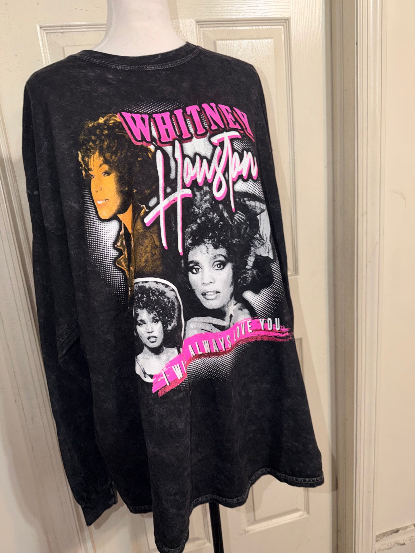 Whitney Houston Oversized Distressed Long Sleeve Tee