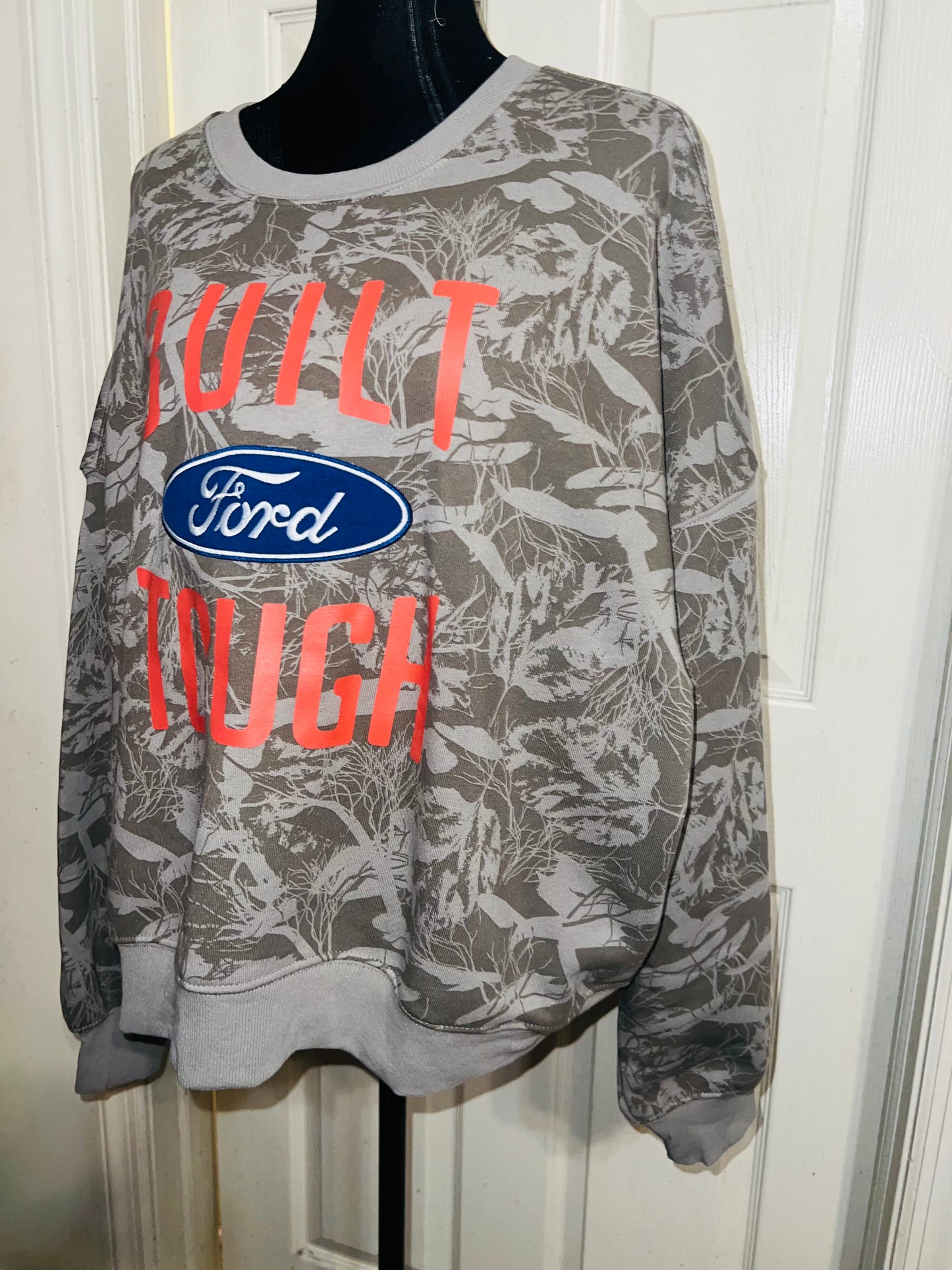 Ford Oversized Distressed Camo Sweatshirt