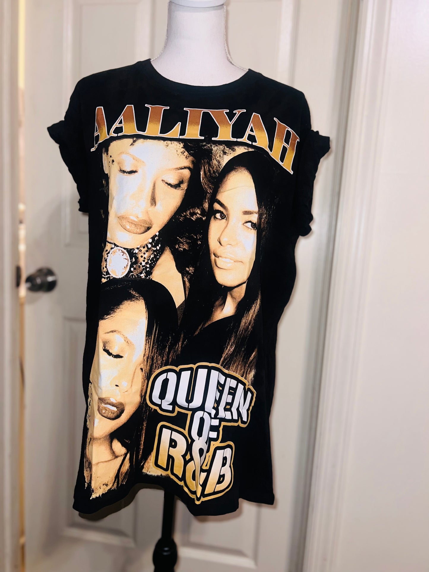 Aaliyah Double Sided Oversized Distressed Tee