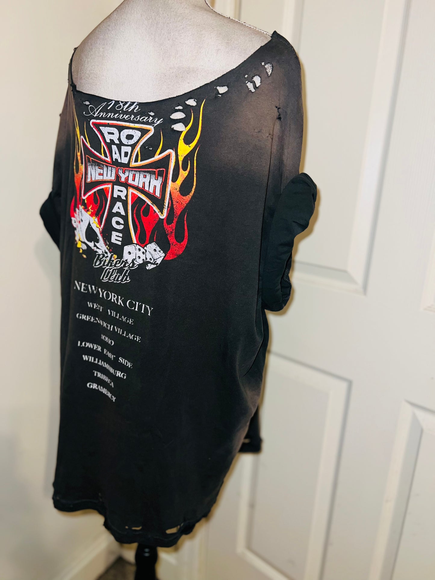 Bikers Club Road Race 18th Anniversary Oversized Distressed Tee
