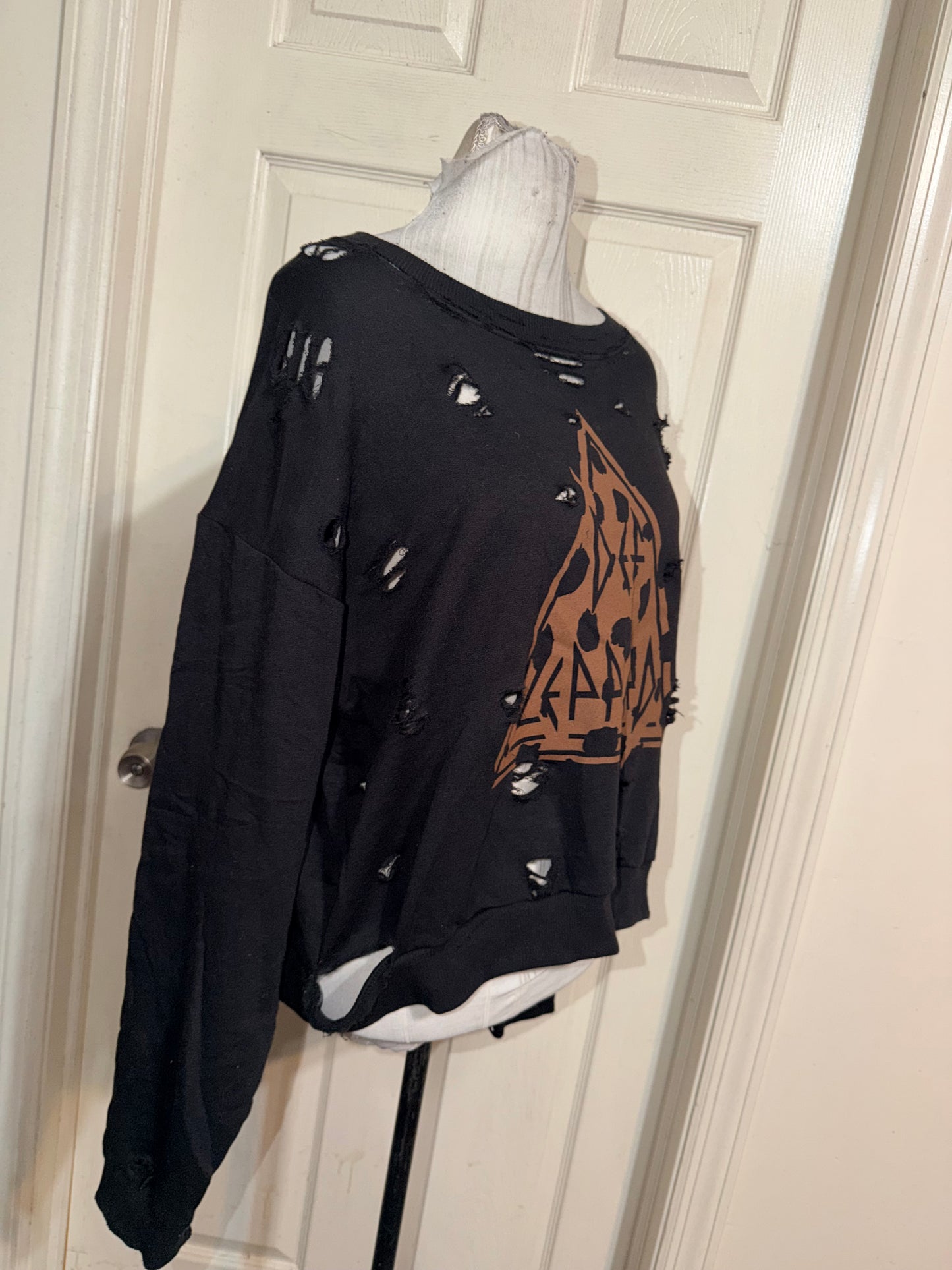 Def Leppard Oversized Distressed Sweatshirt