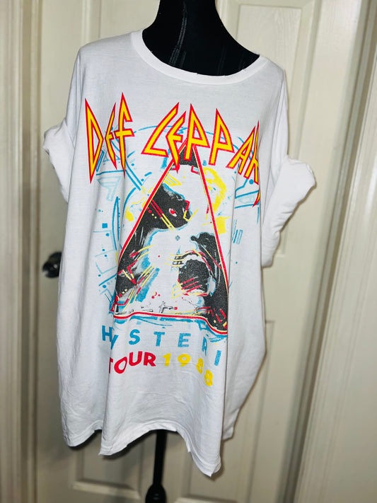 Def Leppard Double Sided Oversized Distressed Tee