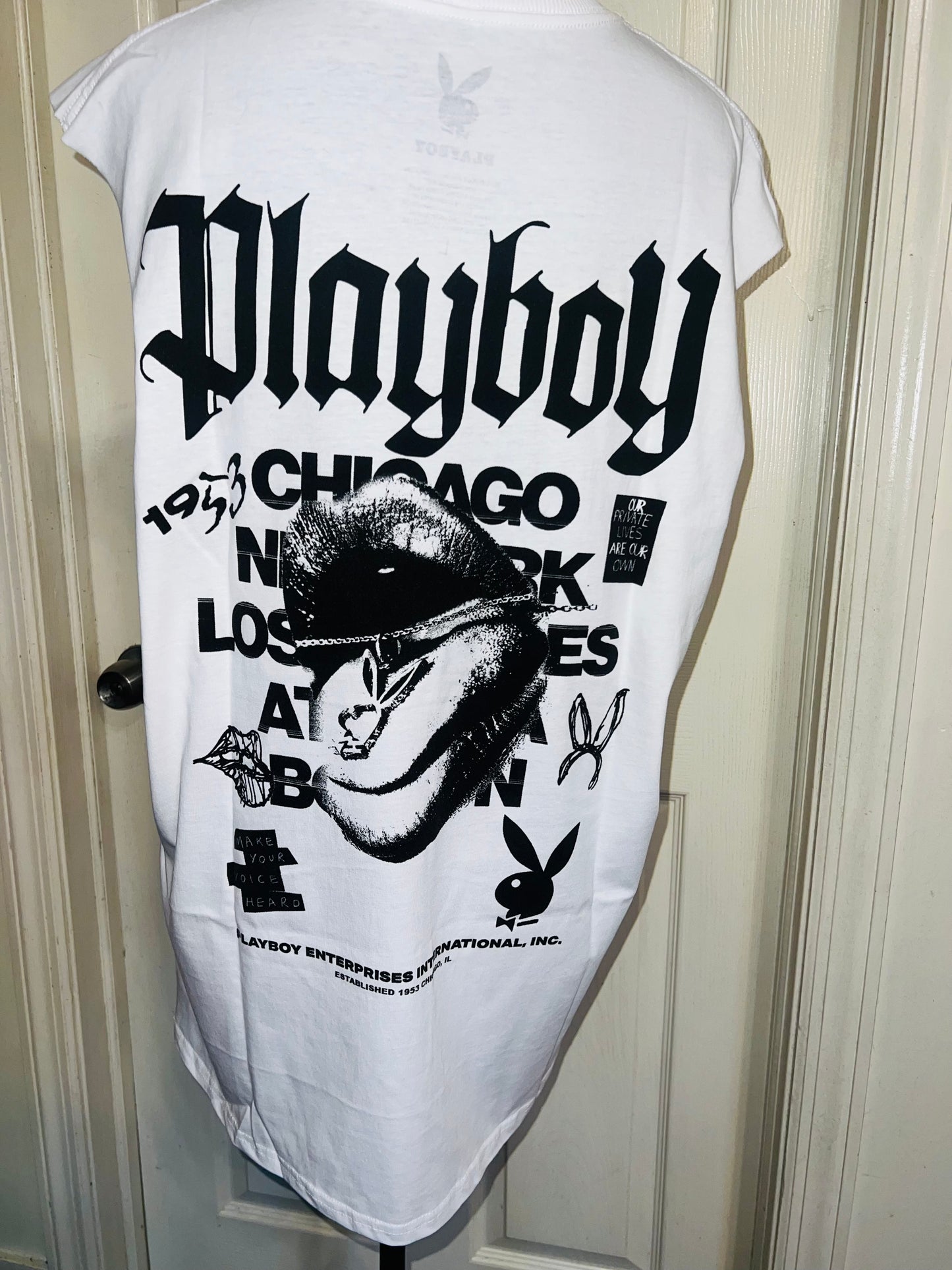 Playboy Double Sided Oversized Distressed Tank