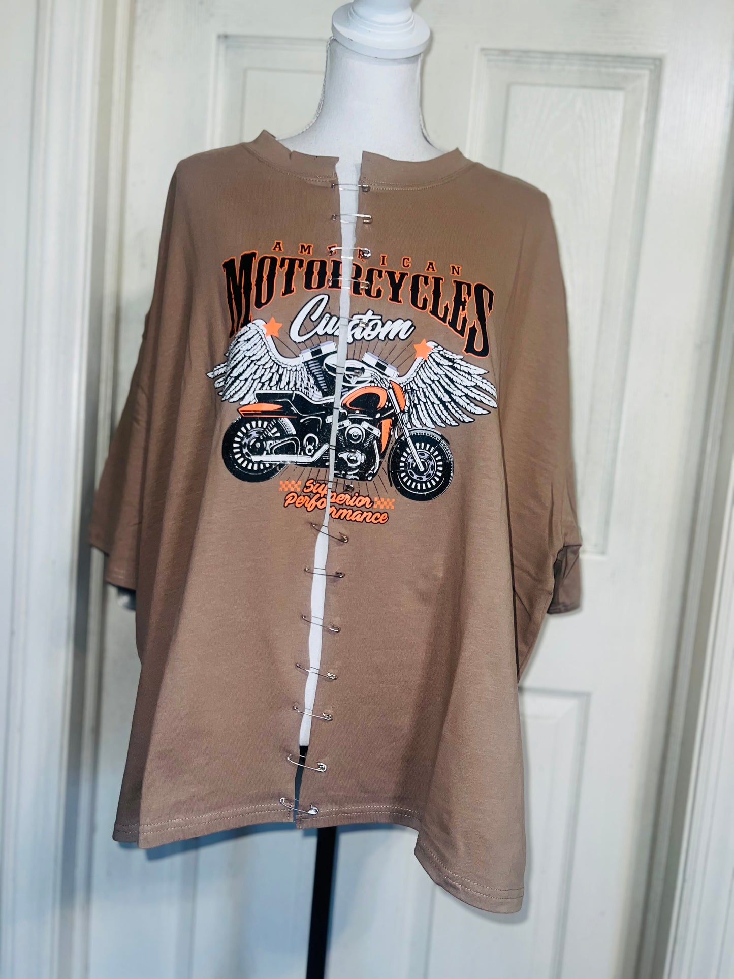 Motorcycle Split Distressed Oversized Tee