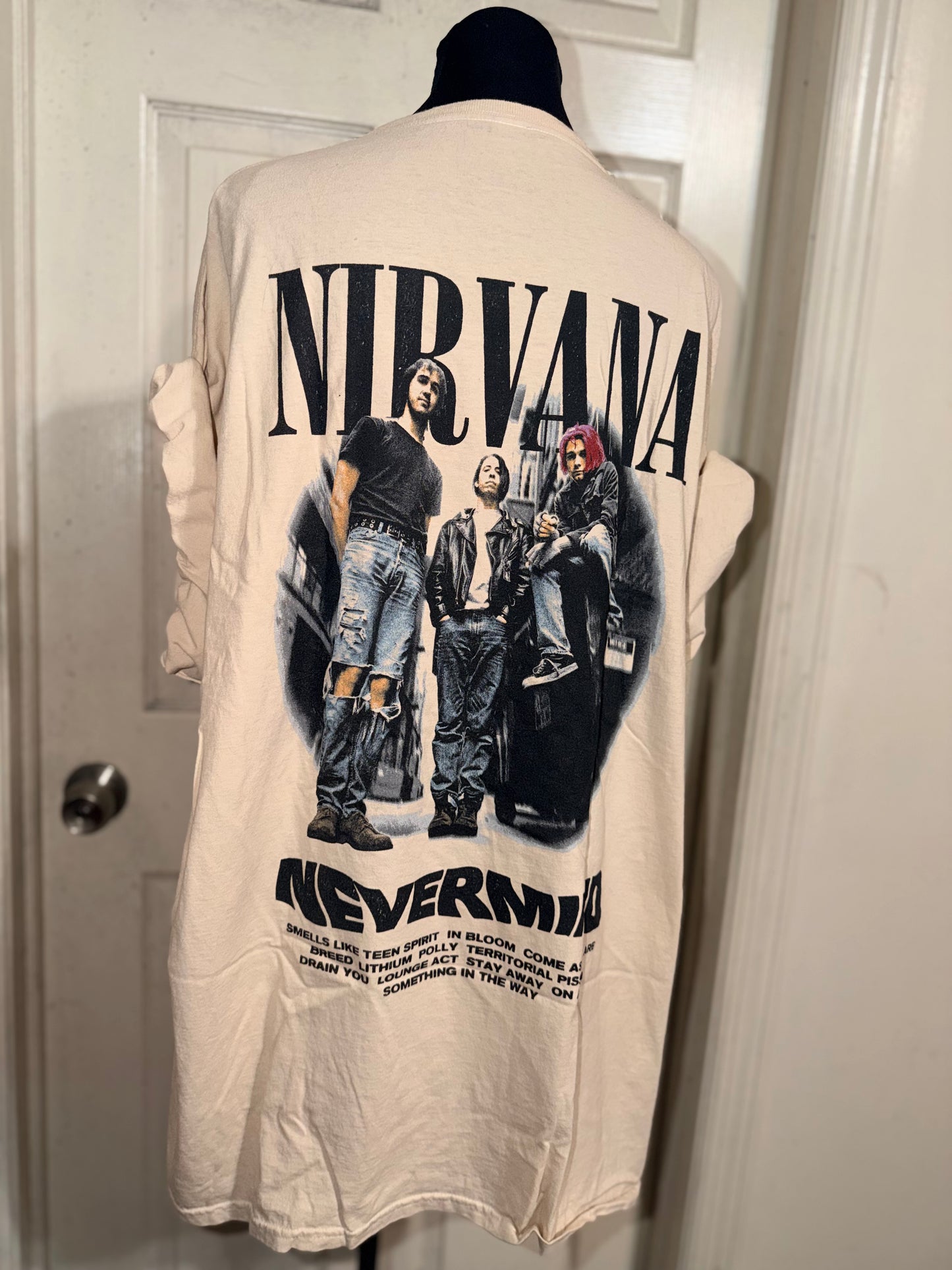 Nirvana Double Sided Oversized Distressed Tee
