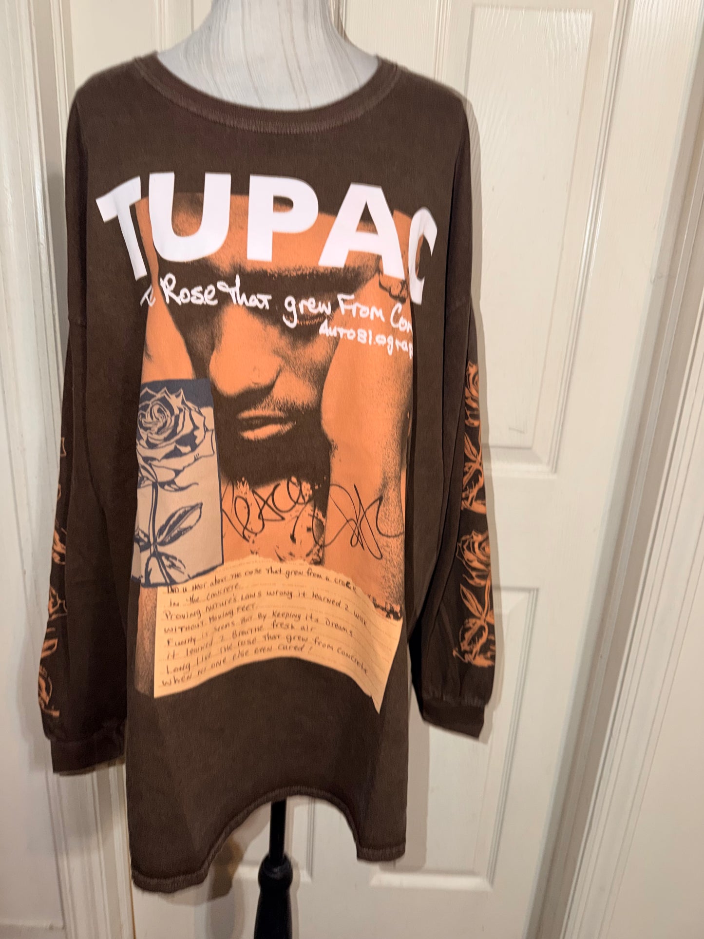 Tupac Oversized Distressed Long Sleeve Tee