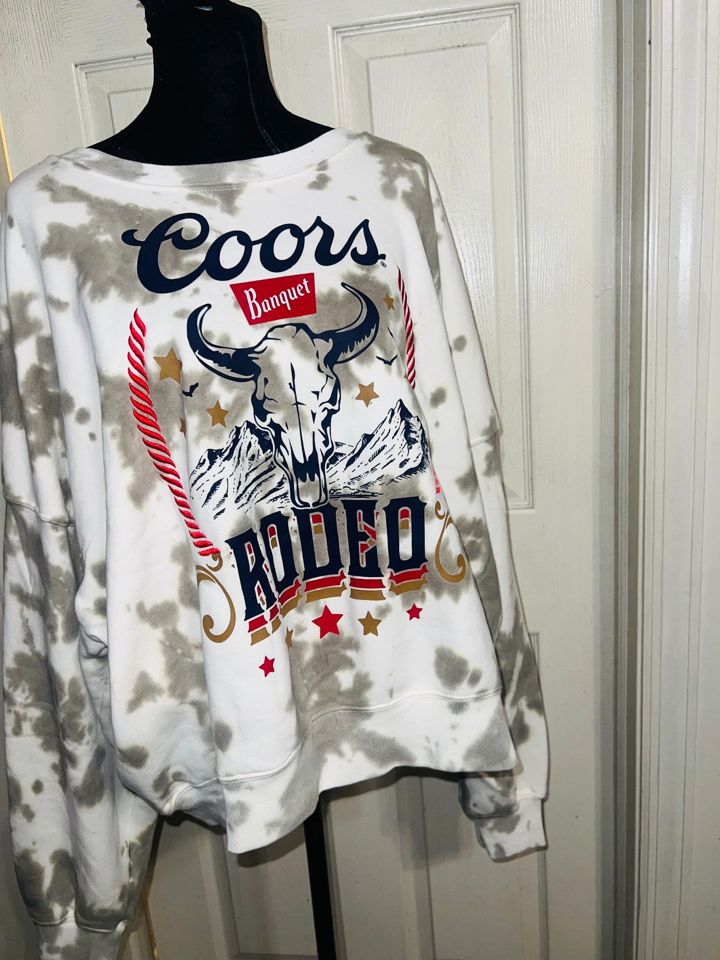 Coors Banquet Rodeo Oversized Distressed Sweatshirt