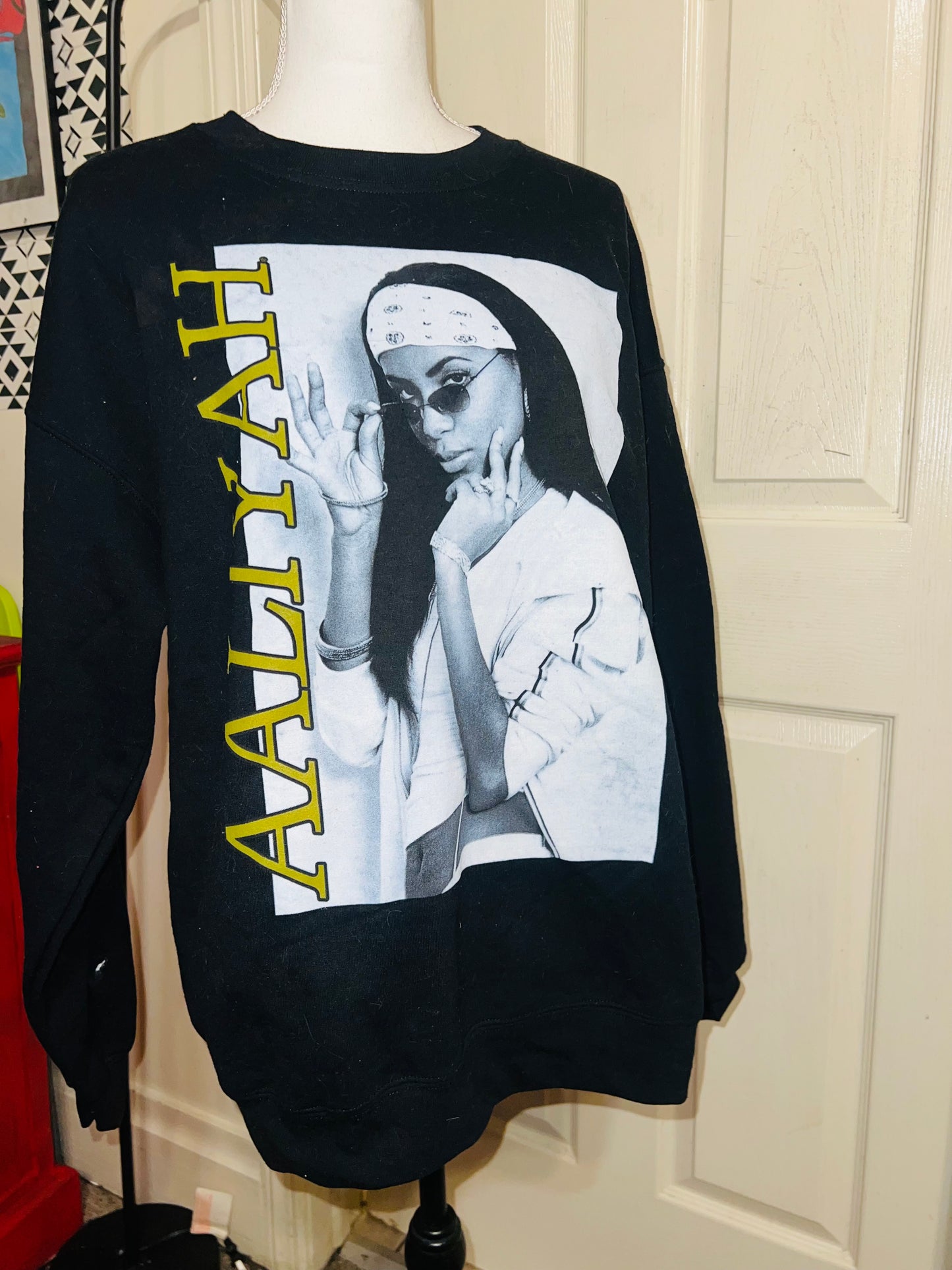 Aaliyah Oversized Distressed Sweatshirt