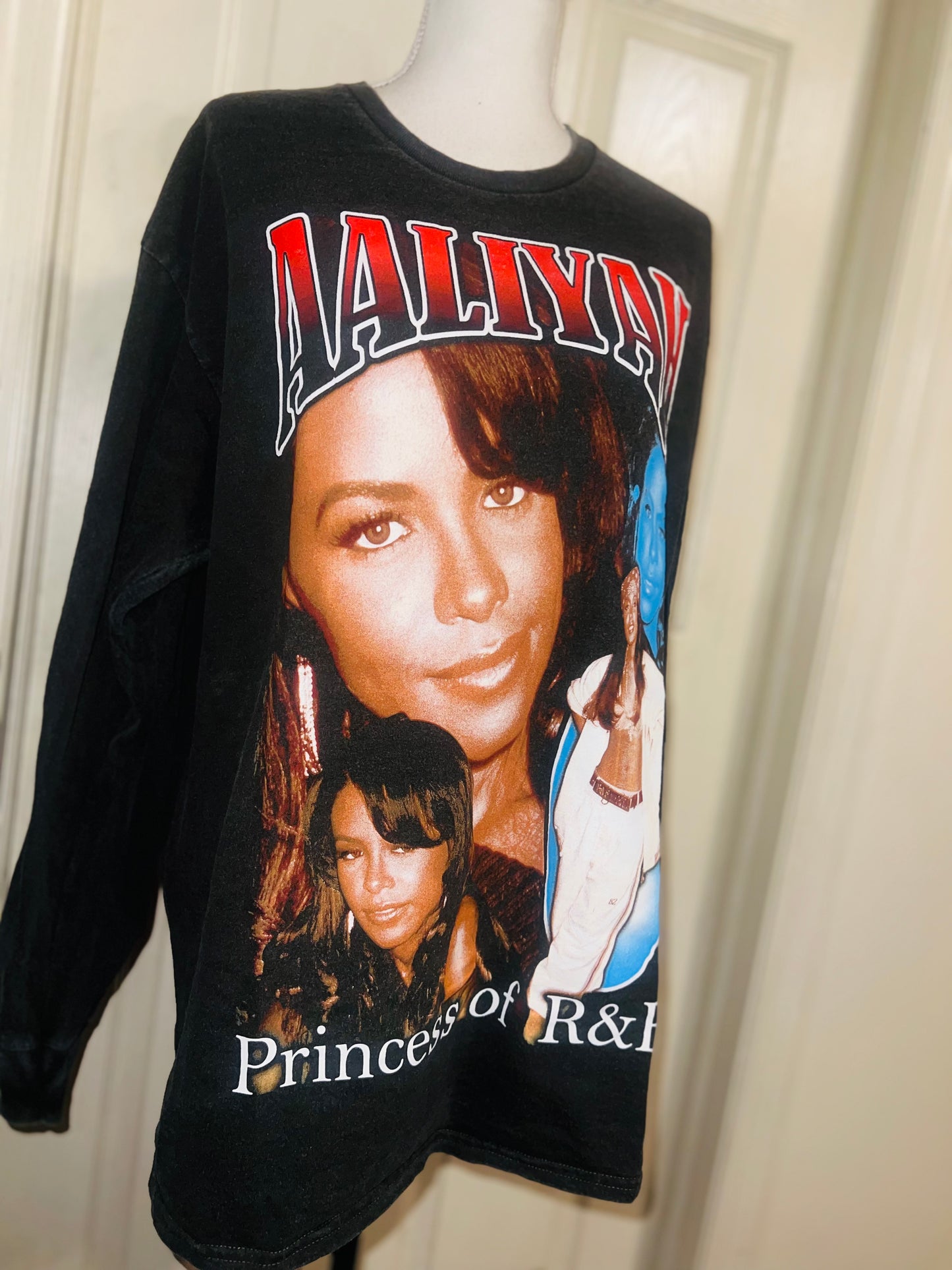 Aaliyah Oversized Distressed Long Sleeve Tee