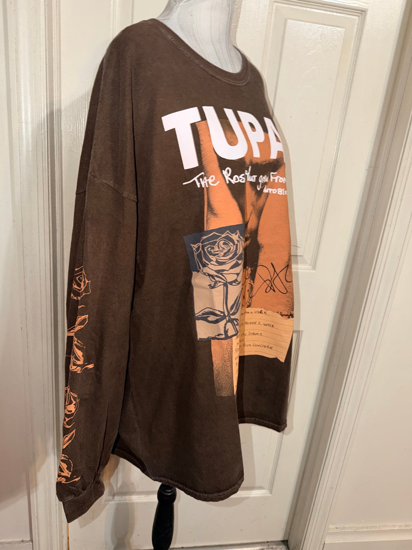 Tupac Oversized Distressed Long Sleeve Tee