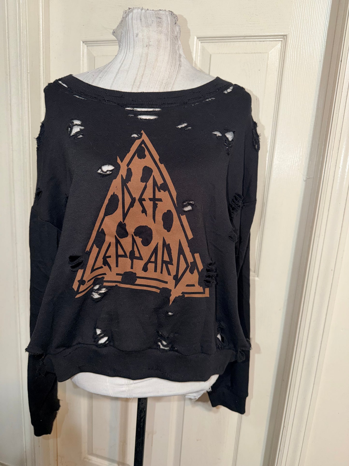 Def Leppard Oversized Distressed Sweatshirt