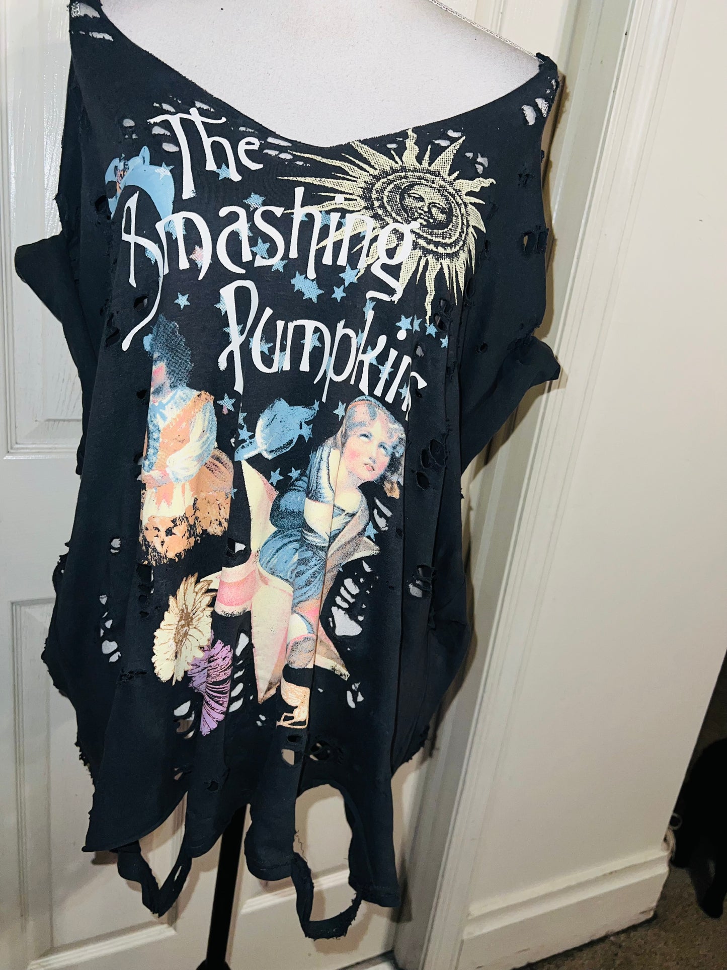 Smashing Pumpkins Double Sided Oversized Distressed Tee