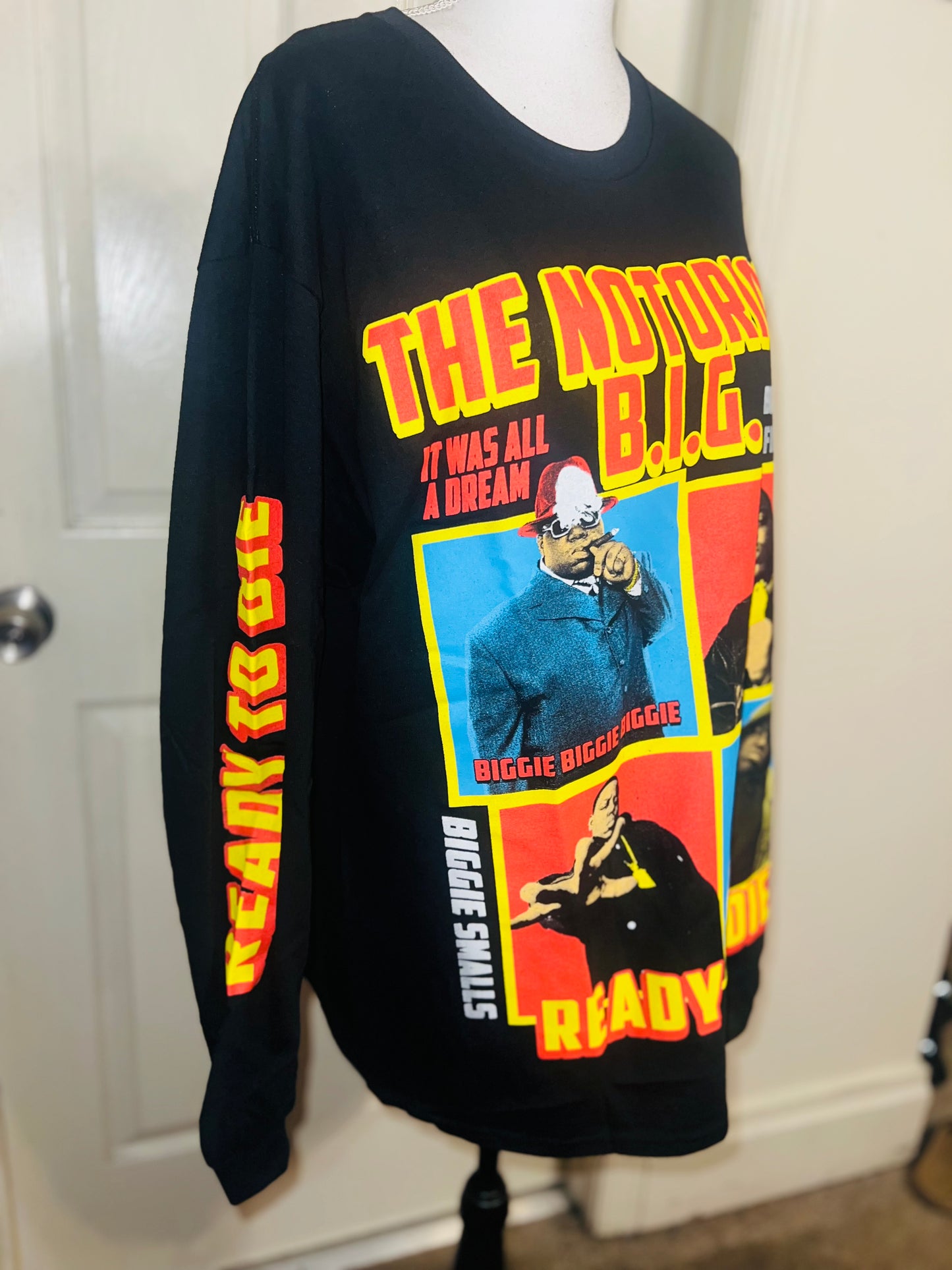 Notorious B.I.G. Oversized Distressed Long Sleeve Tee