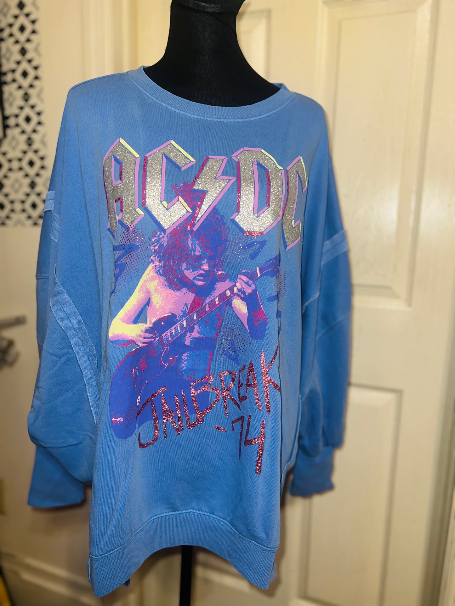 AC/DC Oversized Distressed Sweatshirt