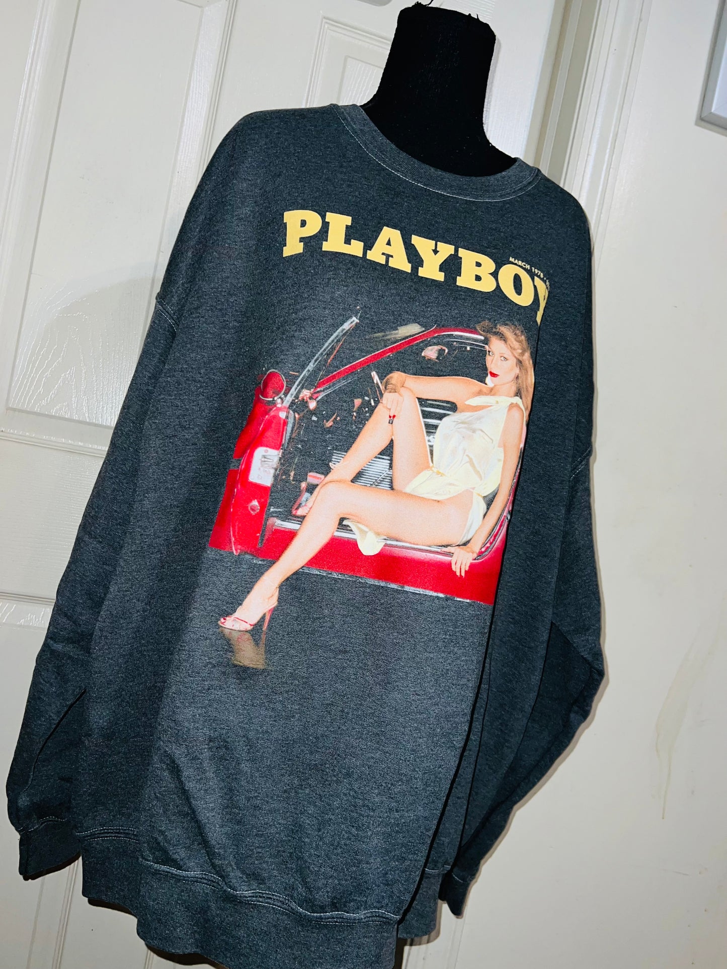 Playboy Magazine Oversized Distressed Sweatshirt