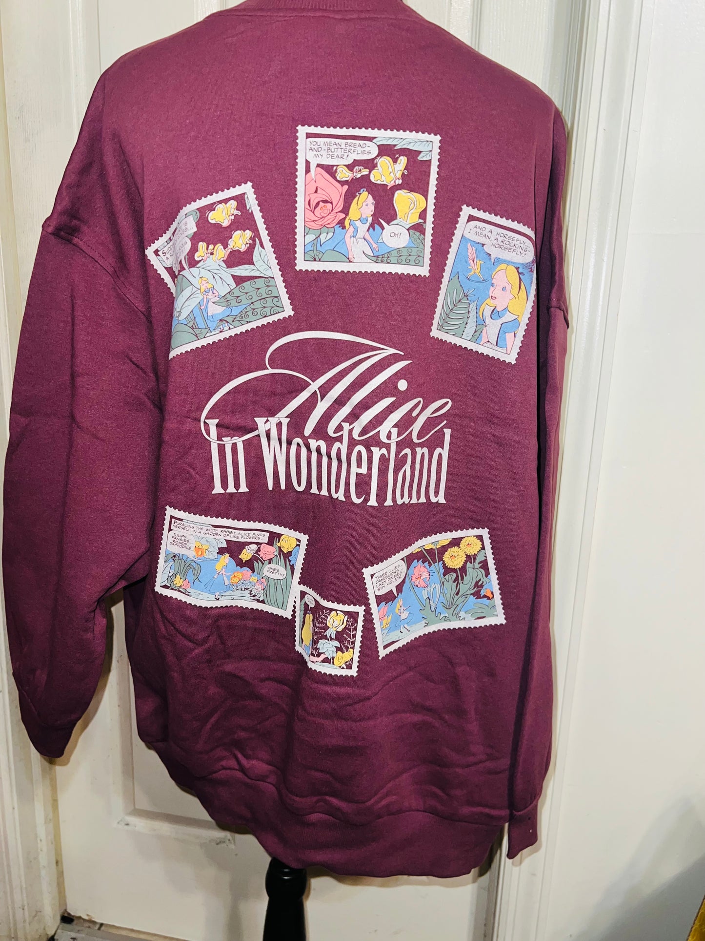 Alice in Wonderland Double Sided Oversized Distressed Sweatshirt