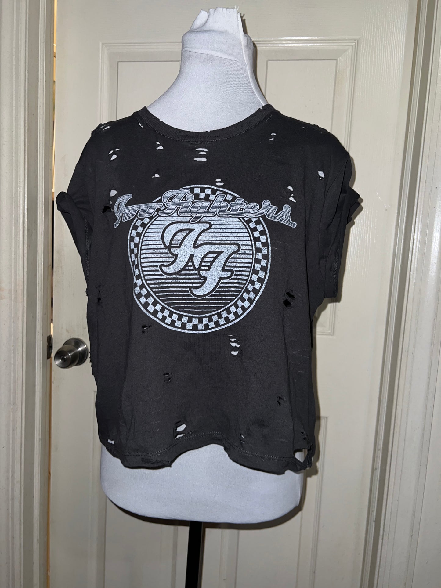 Foo Fighters Oversized Distressed Baby Tee