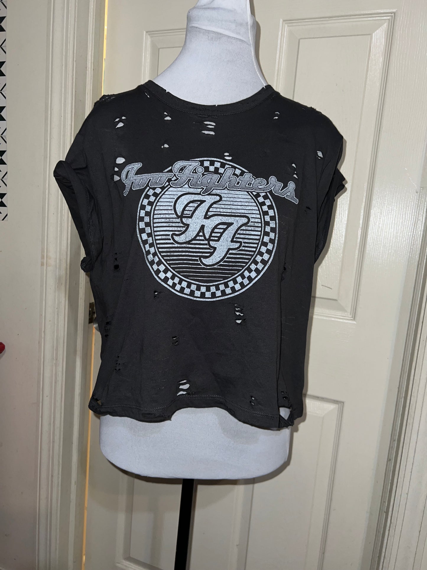 Foo Fighters Oversized Distressed Baby Tee