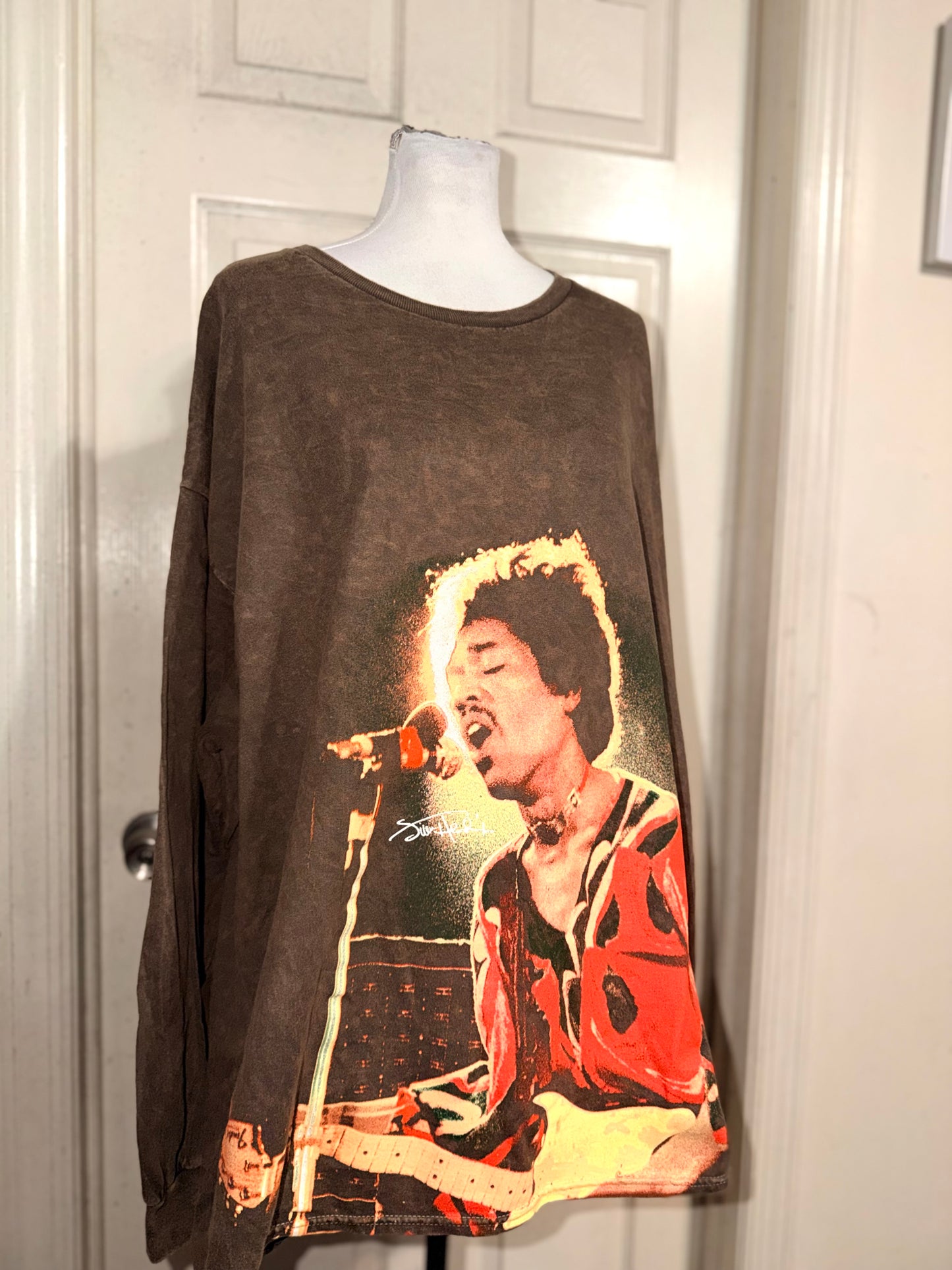 Jimi Hendrix Oversized Distressed Long Sleeve Tee
