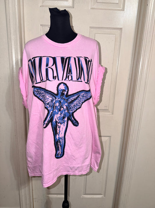 Nirvana Double Sided Oversized Distressed Tee